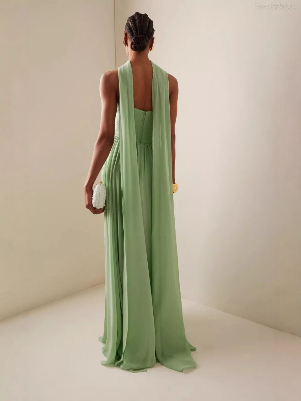 Dahlia Light Green Pleated Strapless Dress