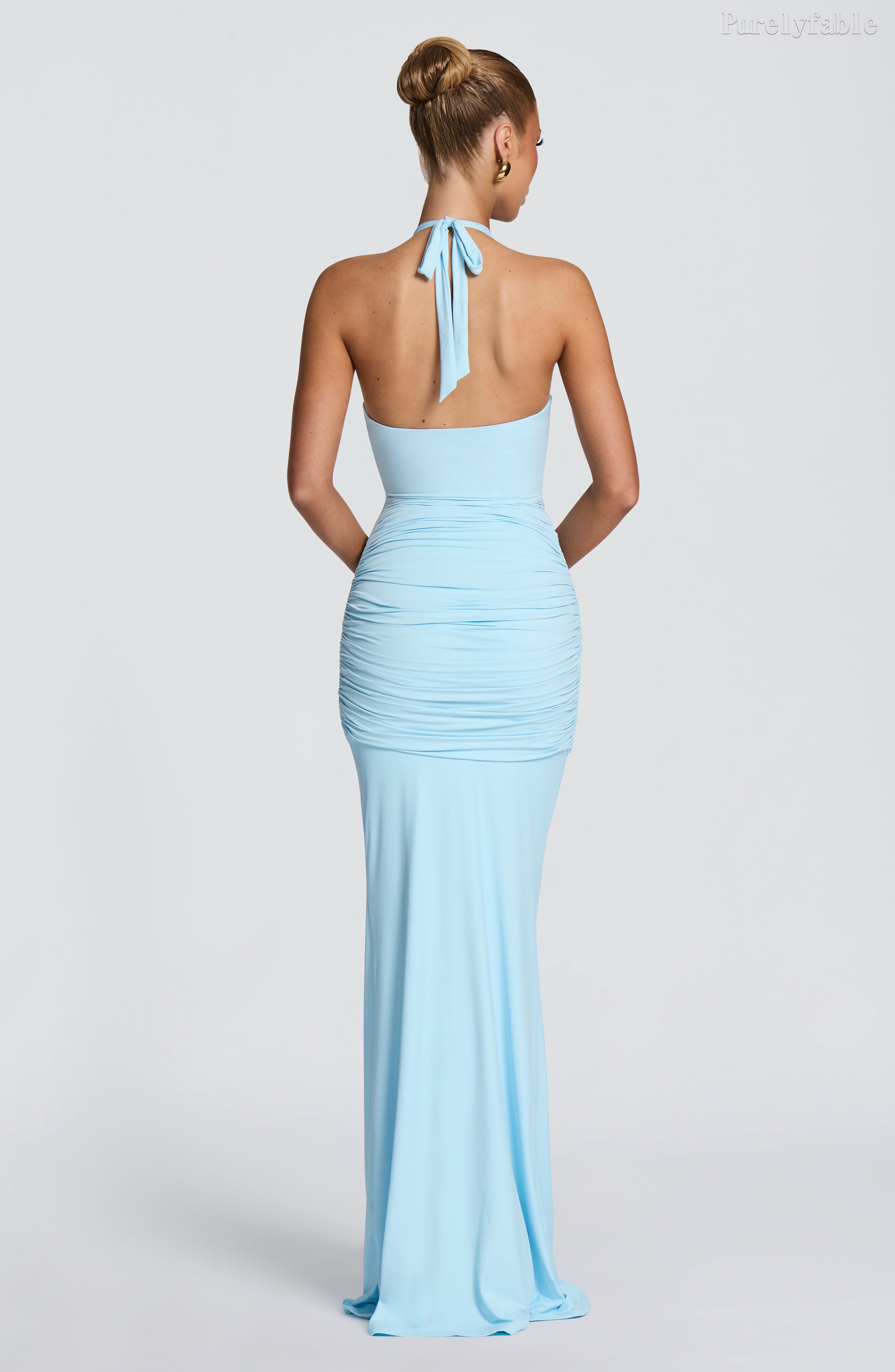 Rafaela Orange Halter Neck Cut-Out Pleated Skirt
