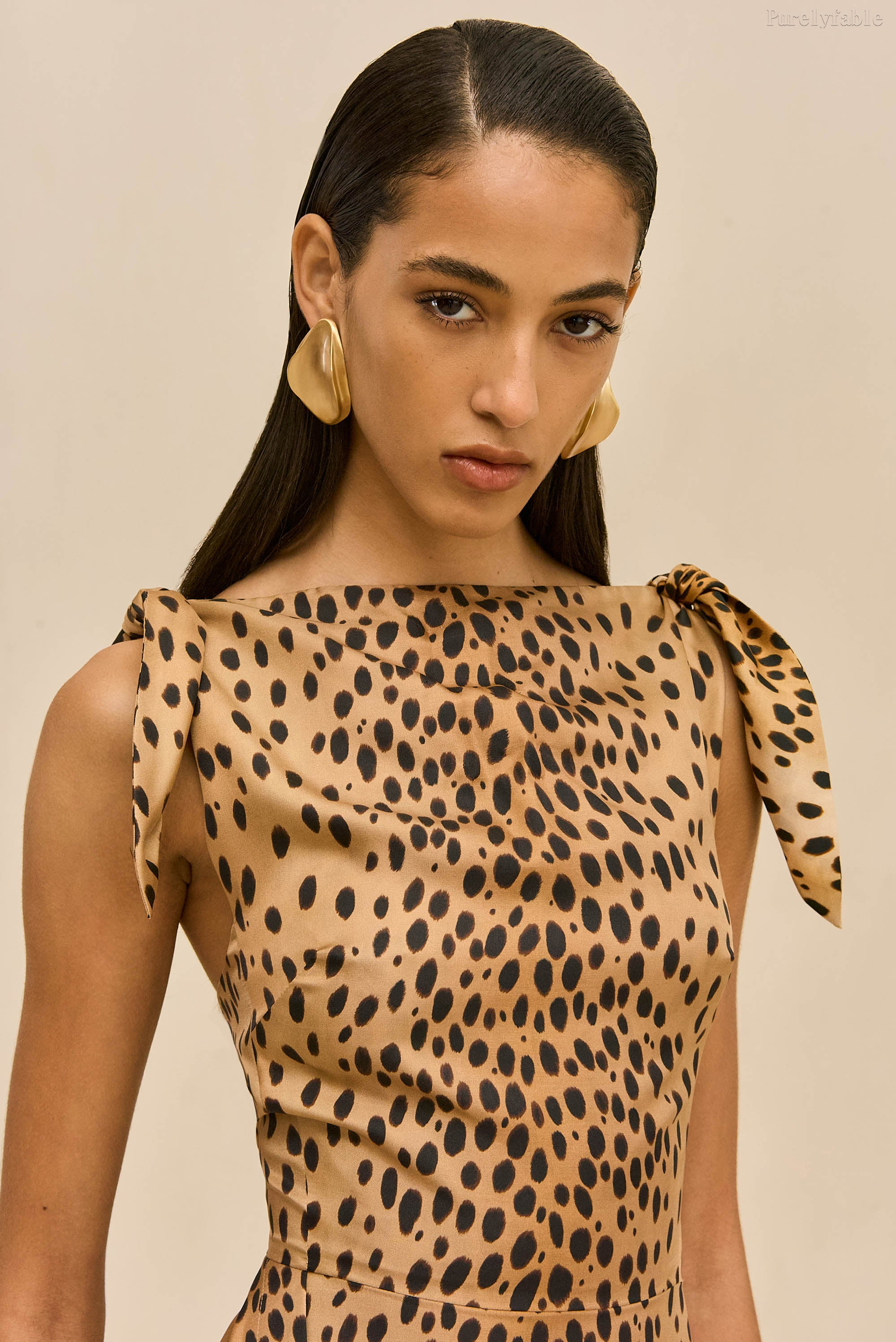 Elara khaki Shoulder-Belt Leopard Print Short Dress
