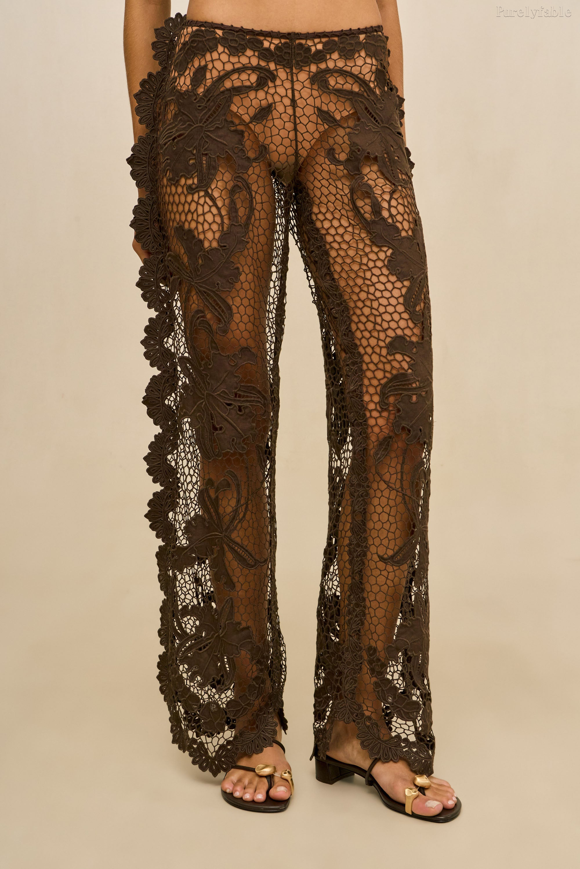 Elysse Dark Coffee V-Neck Sleeveless Flare Pants Two-Piece Set