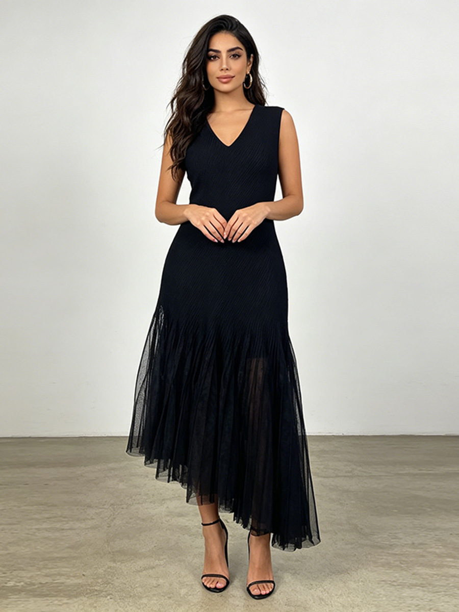 Kati Pink Asymmetrical V-Hem Dress
