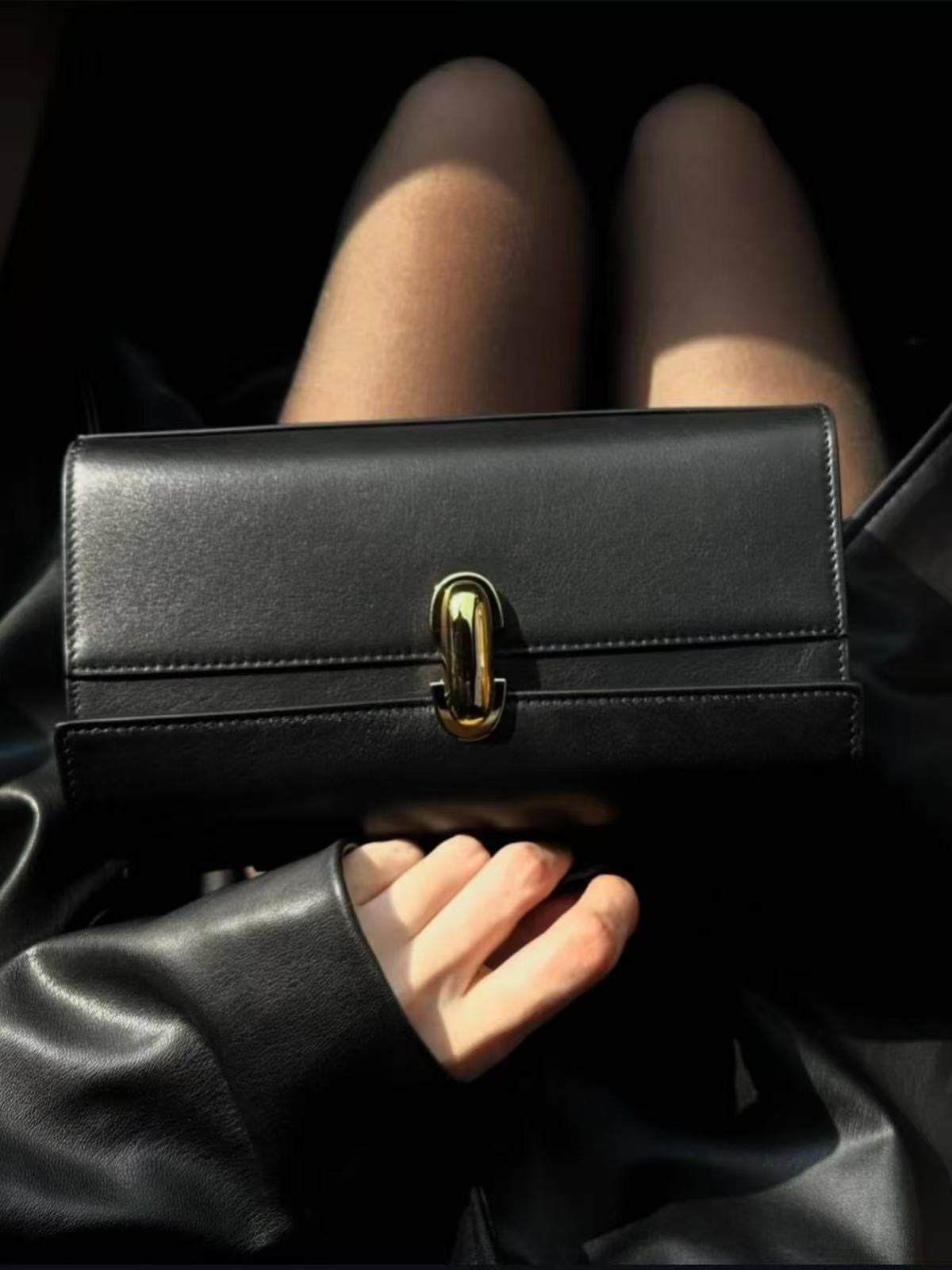 Black Baguette Handbag