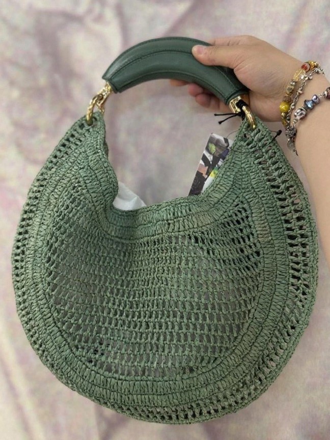 Blue Crescent-Shaped Cutout Handbag