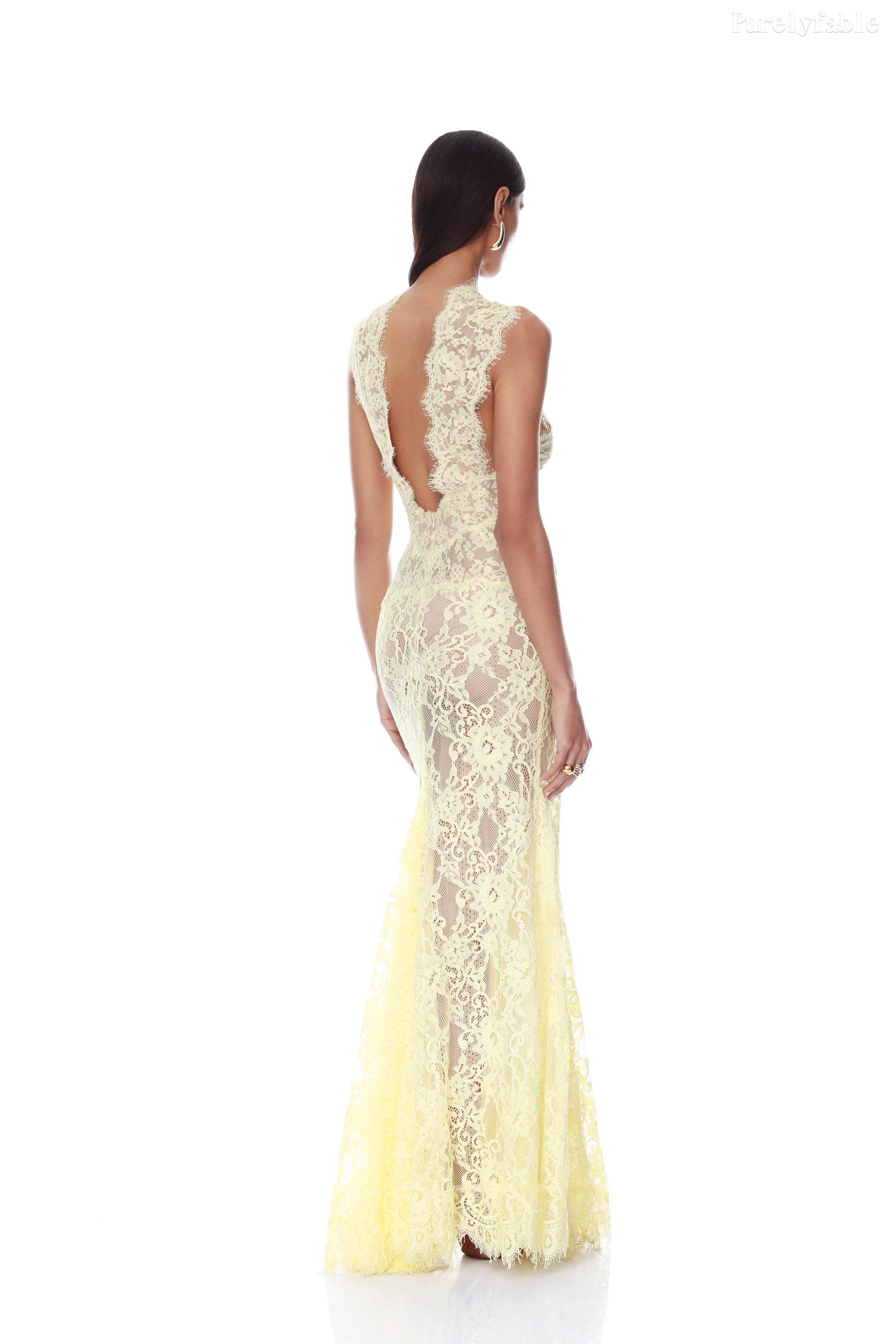 Yara Yellow Lace Gradient Dress Set