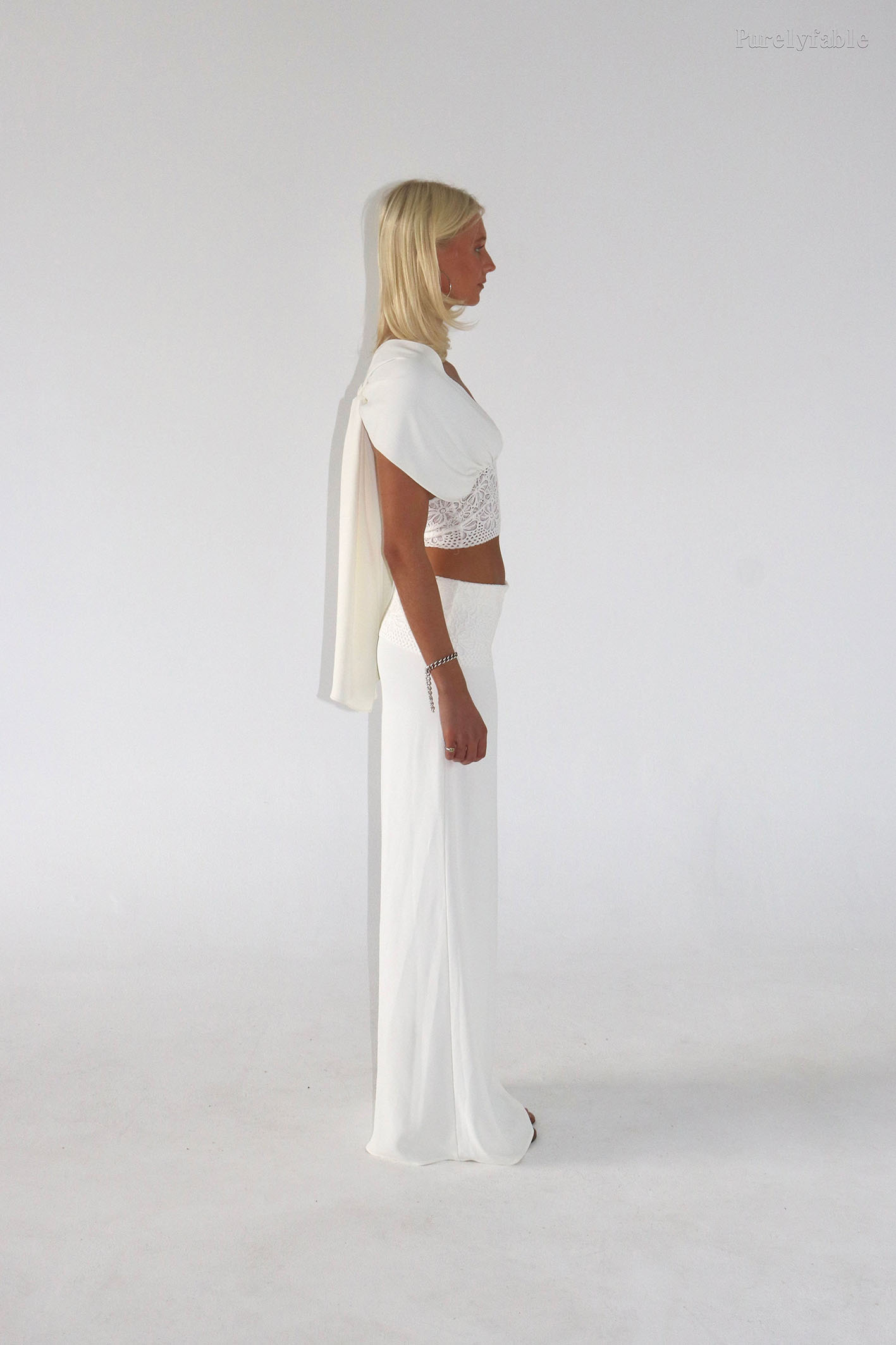 Alina White Short Top Irregular Skirt Ttwo-Piece Set