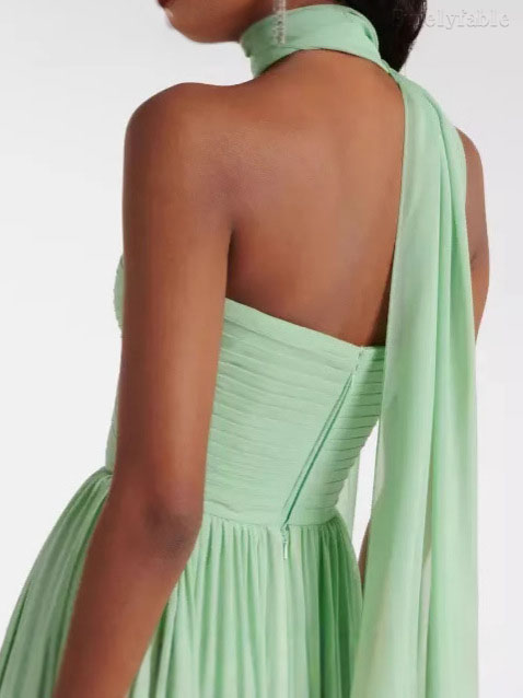 Dahlia Light Green Pleated Strapless Dress