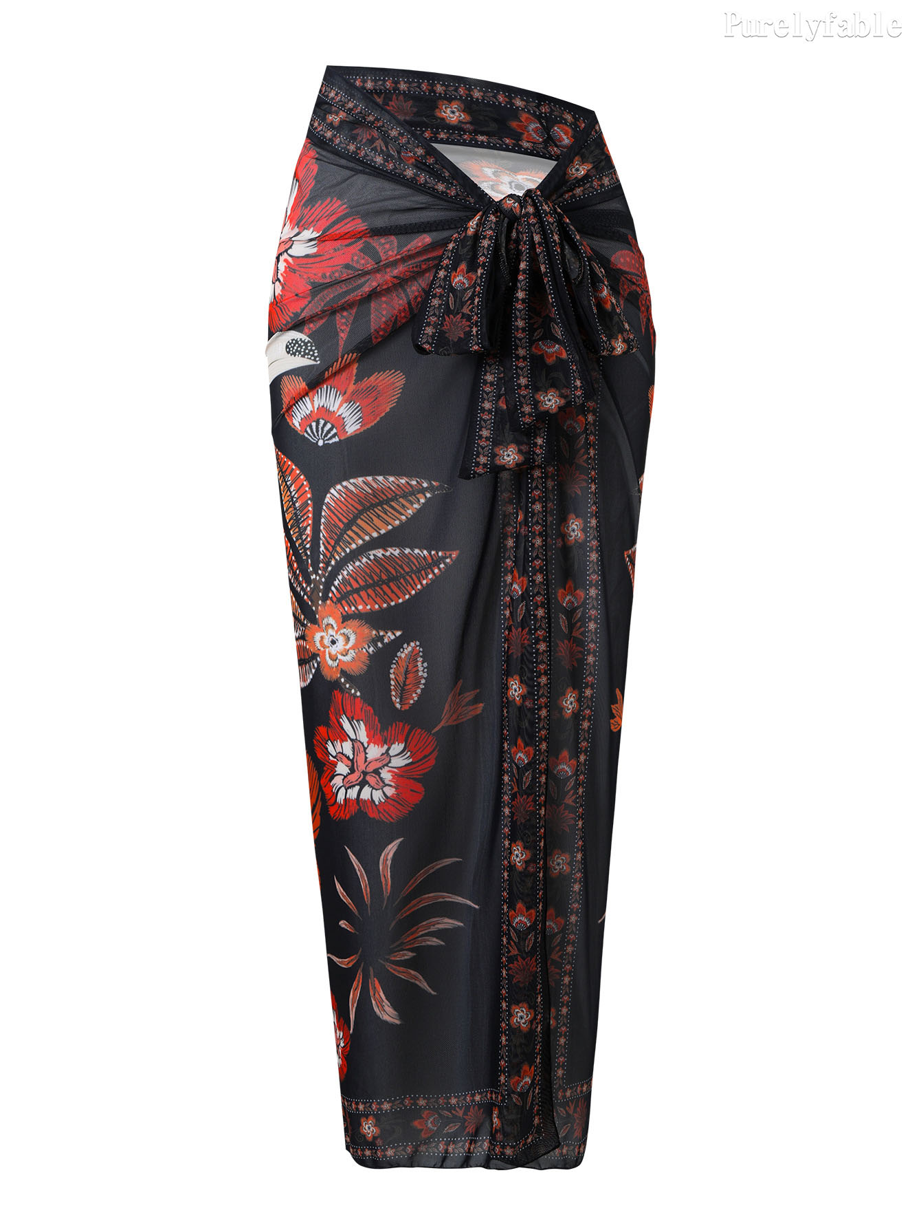 Catalina Black One-Piece Swimsuit Wrapped Skirt Set