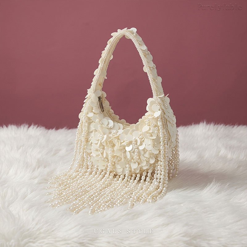 White Bead Shoulder Bag