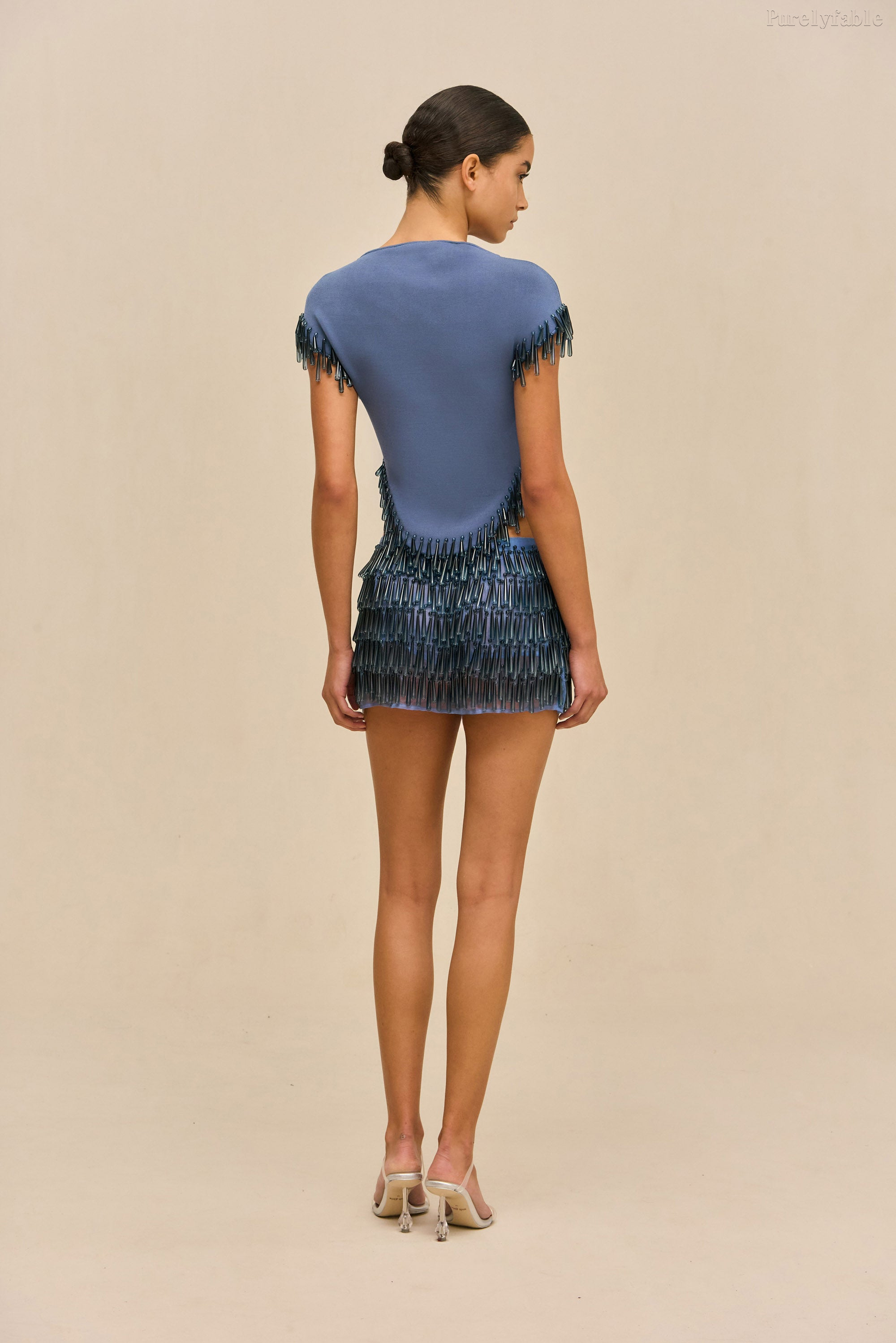 Elysse Blue Cover-Up With Short Sleeves Two-Piece Set