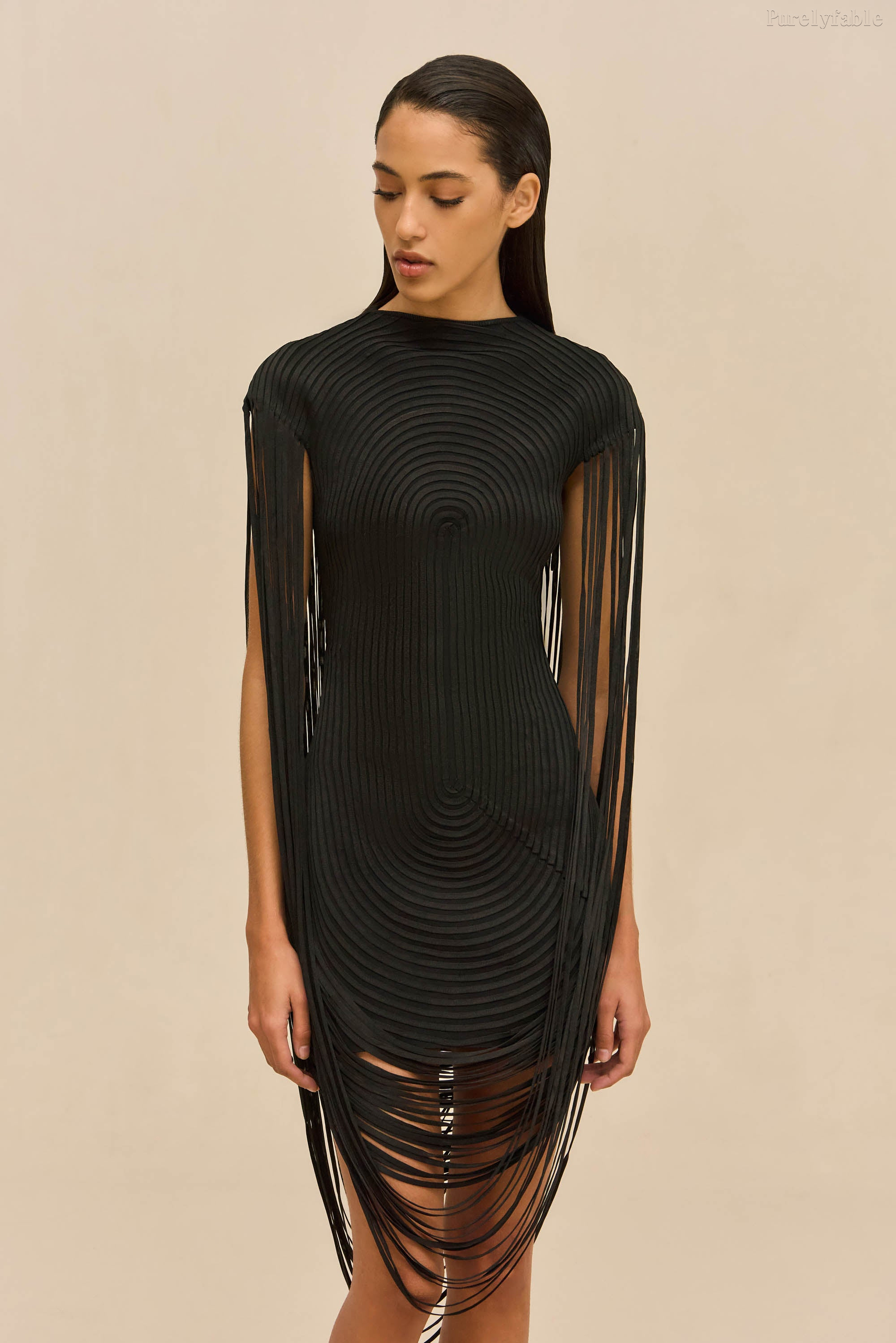 Evelina Black Half-Neckline Tight-Fitting Short Dress
