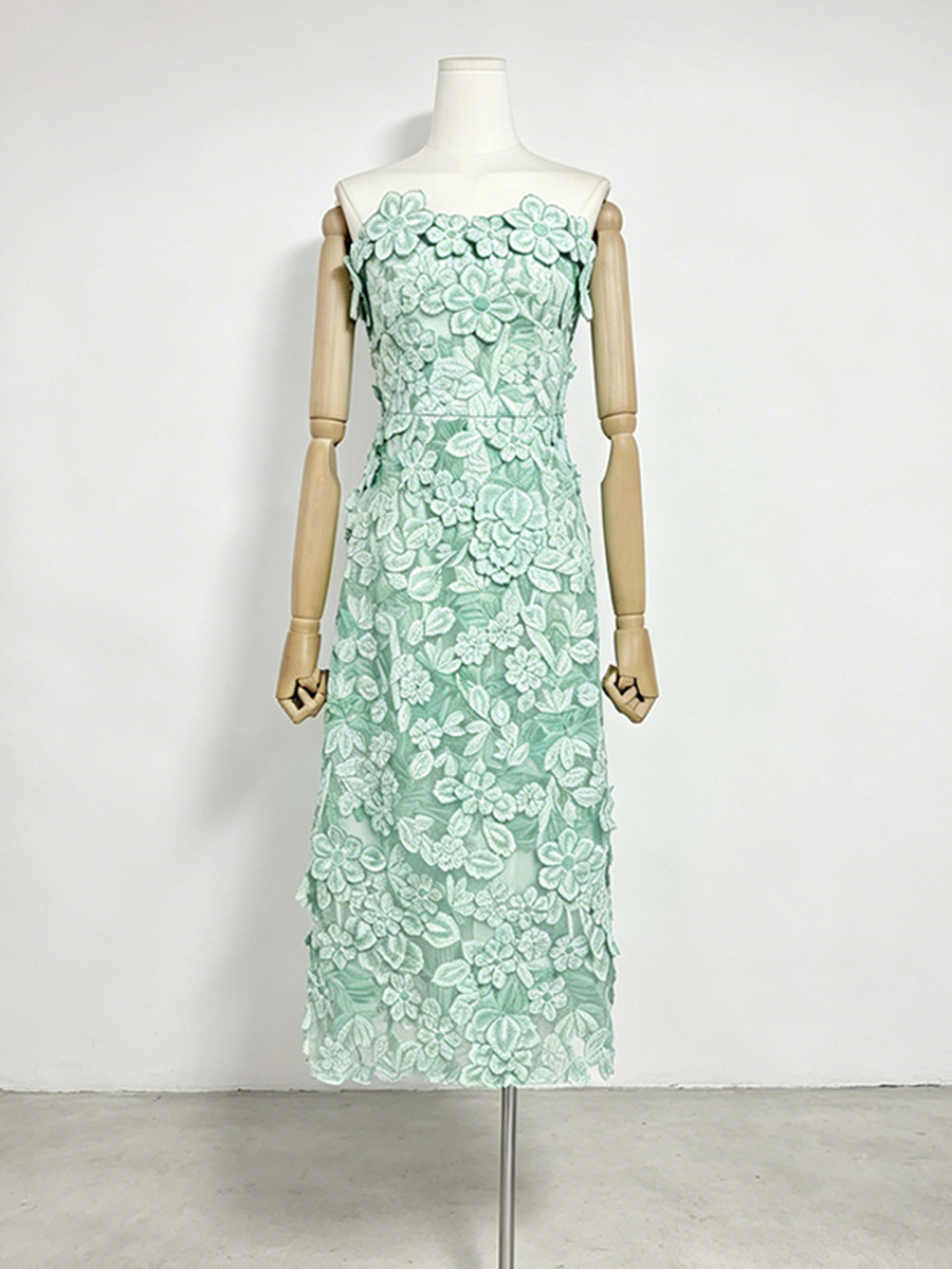 Giselle Pink Strapless Dress With Floral Appliqués