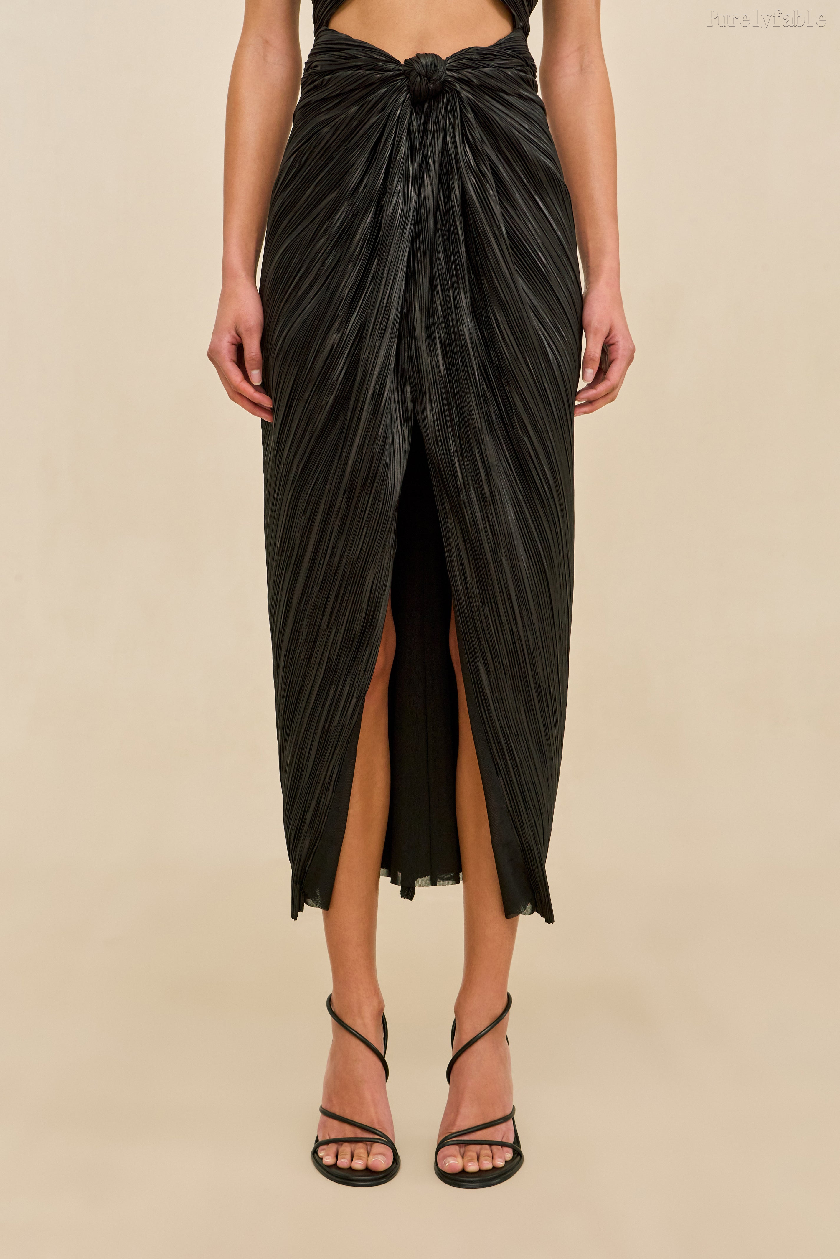 Eden Black Halter-Neck Open-Front Midi-Length Dress