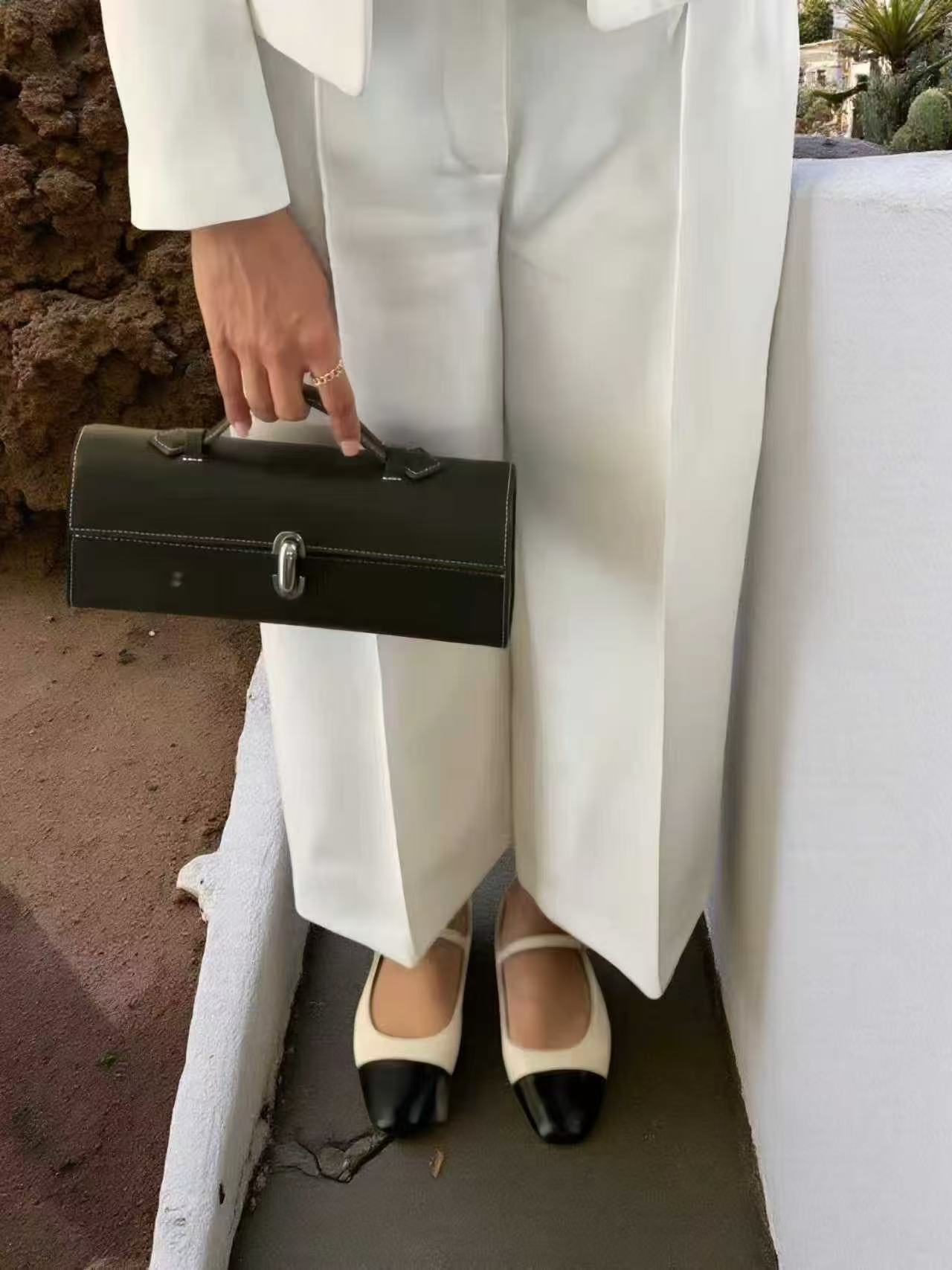 Black Baguette Handbag