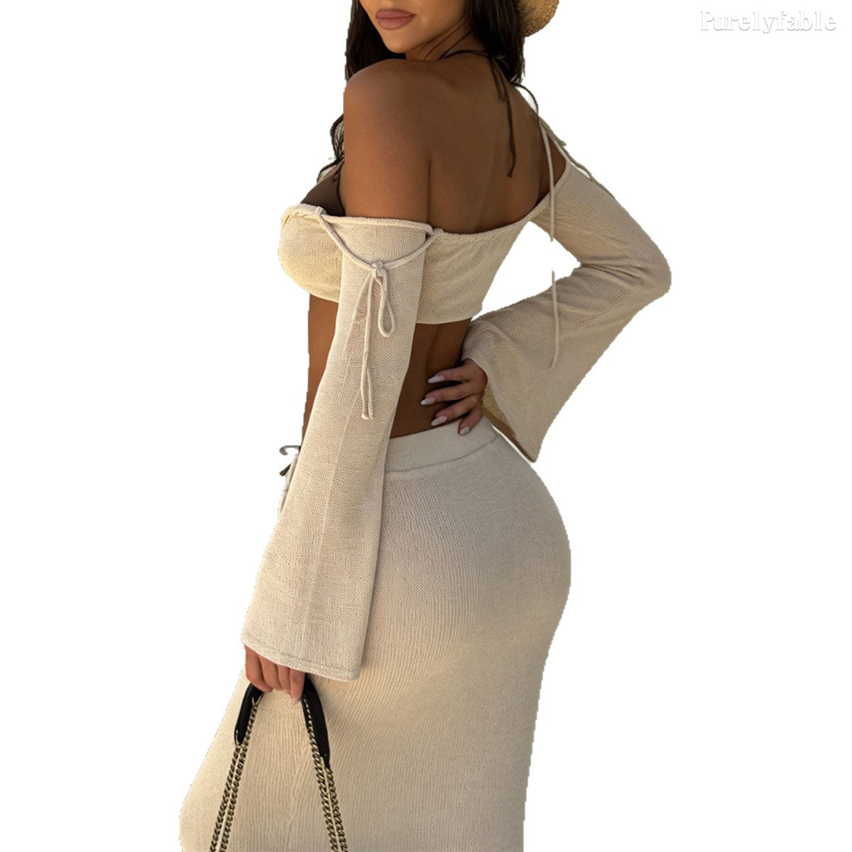 Paloma White Open-Front Fitted Half-Length Dress Set