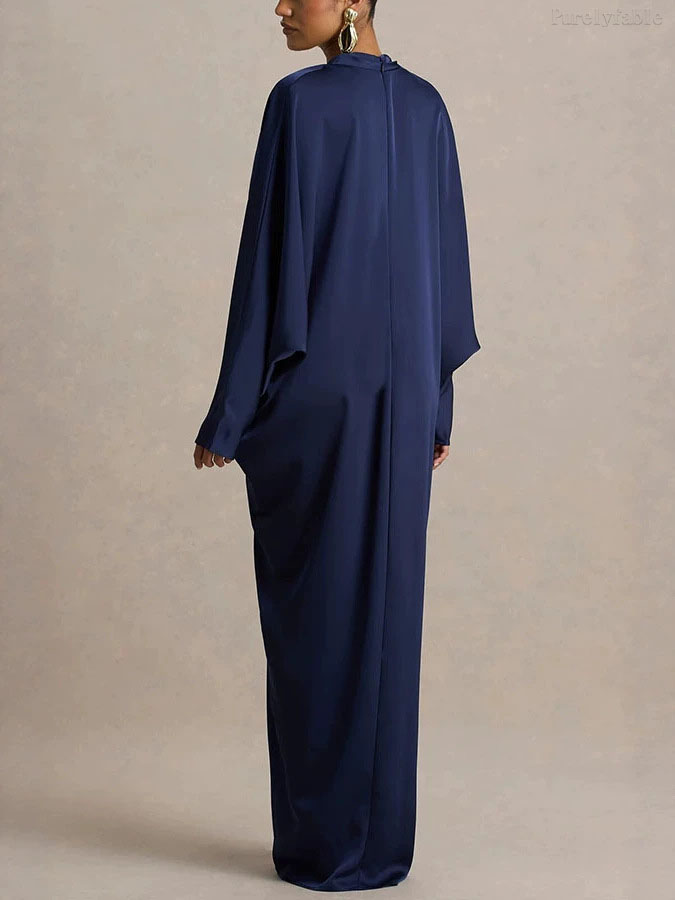 Victoria Purple Loose And Sexy Slit Pleated Dress