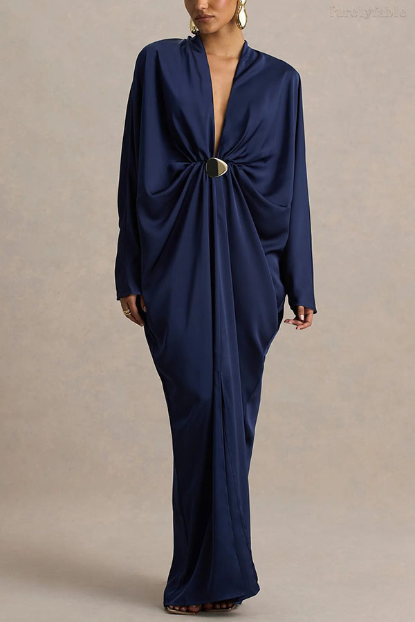 Victoria Purple Loose And Sexy Slit Pleated Dress