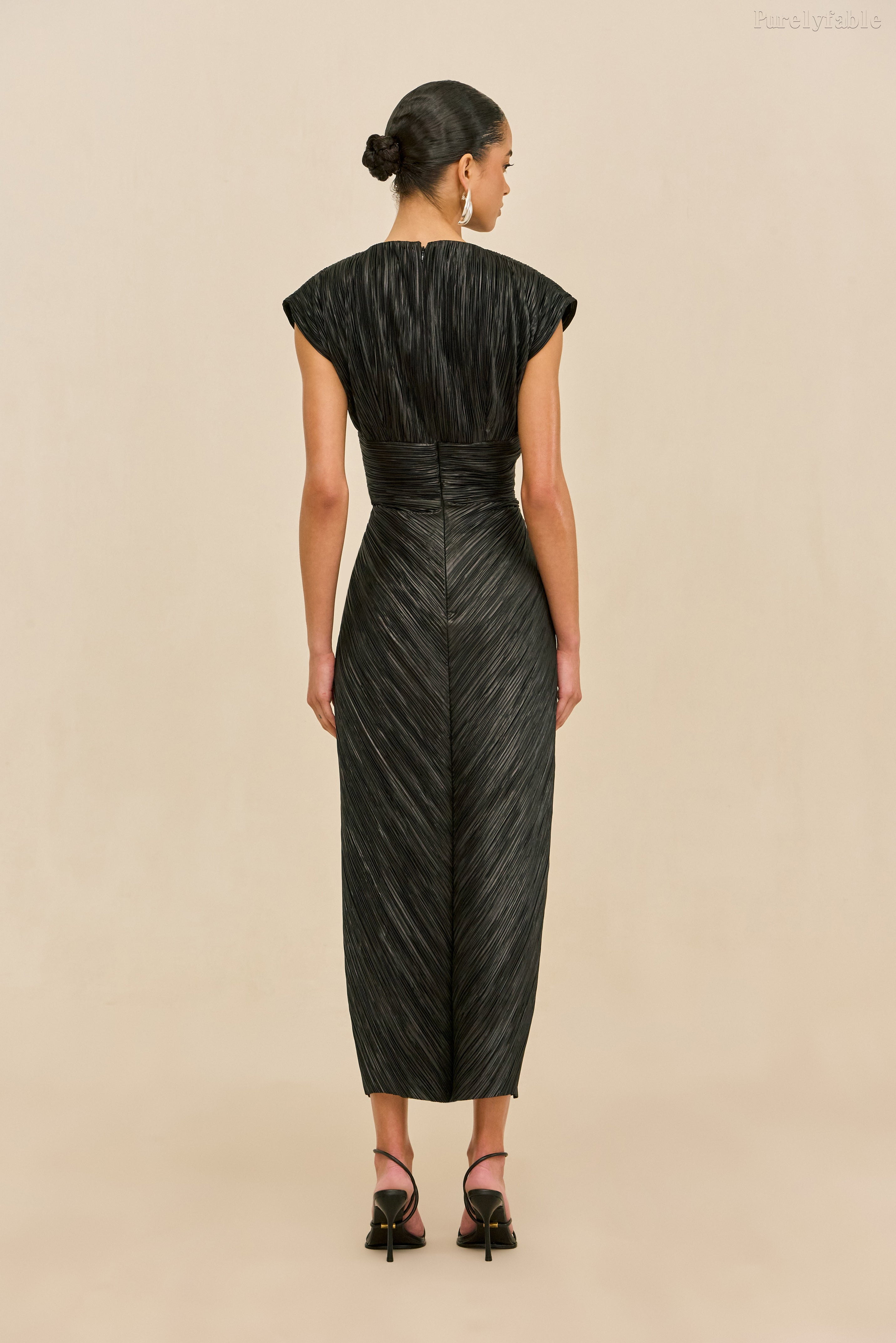 Eden Black Halter-Neck Open-Front Midi-Length Dress