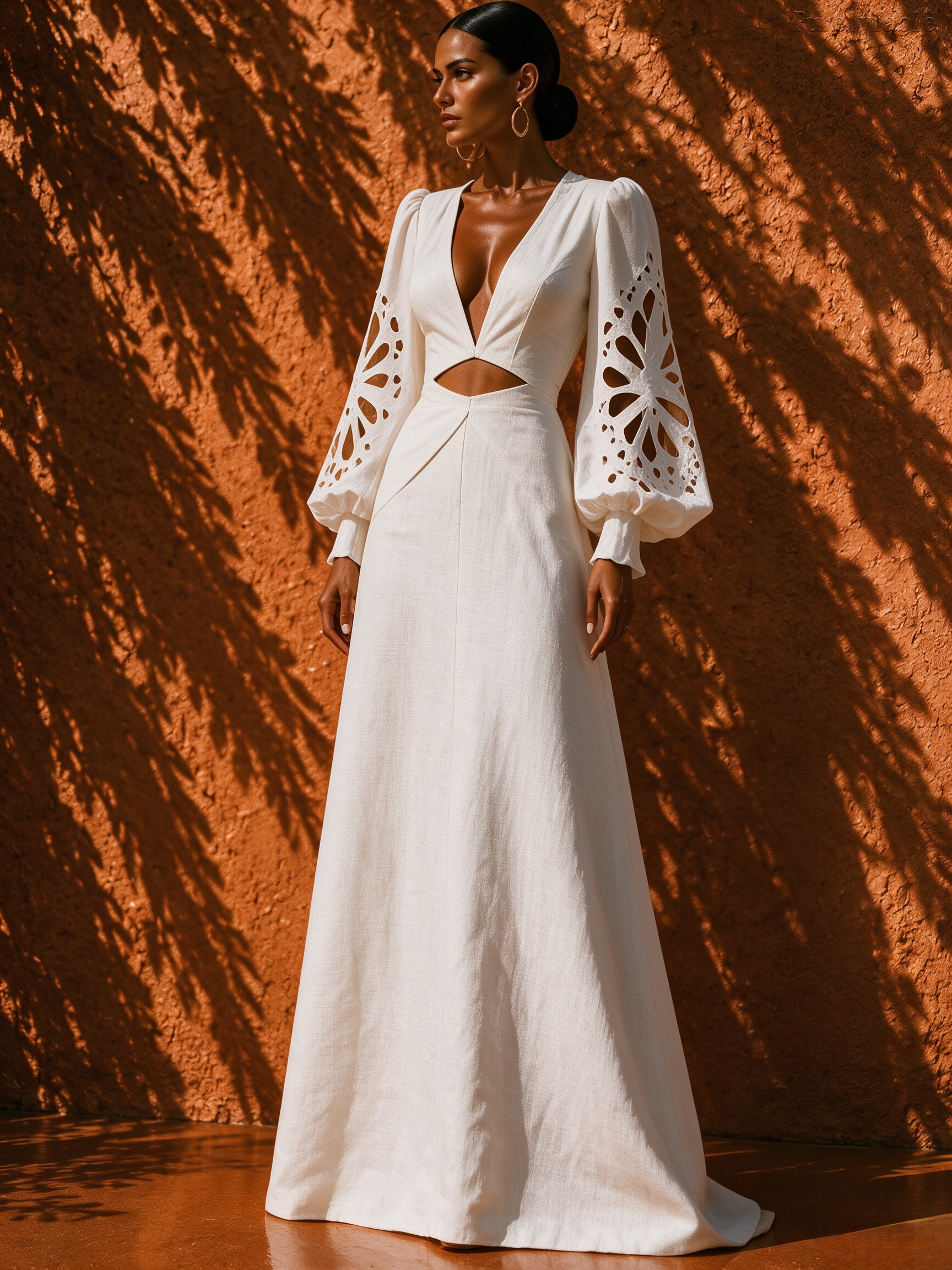Elysia White Striped Floor-Length Sleeveless Dress