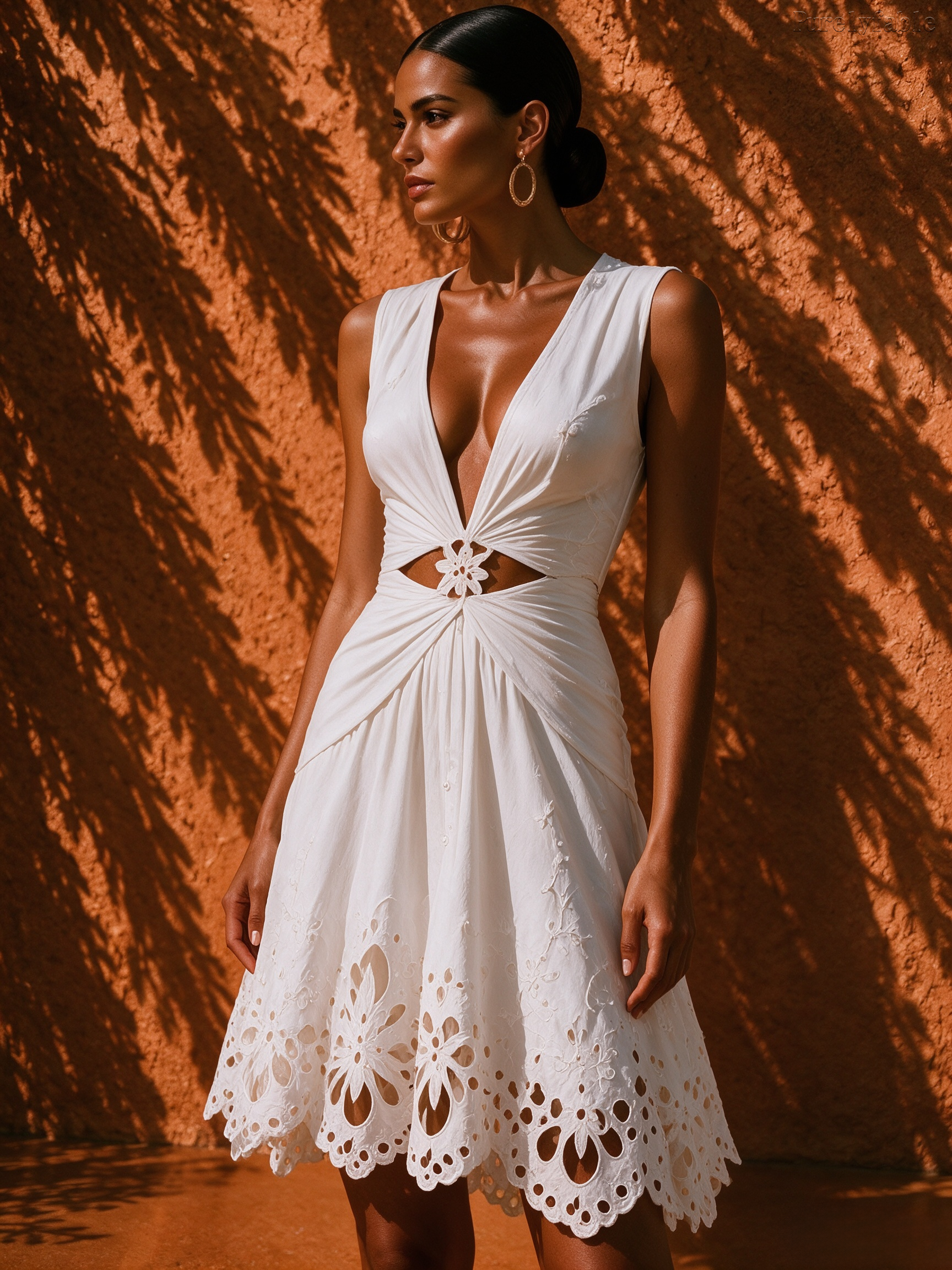 Elysia White V-Neck Sleeveless Open Dress