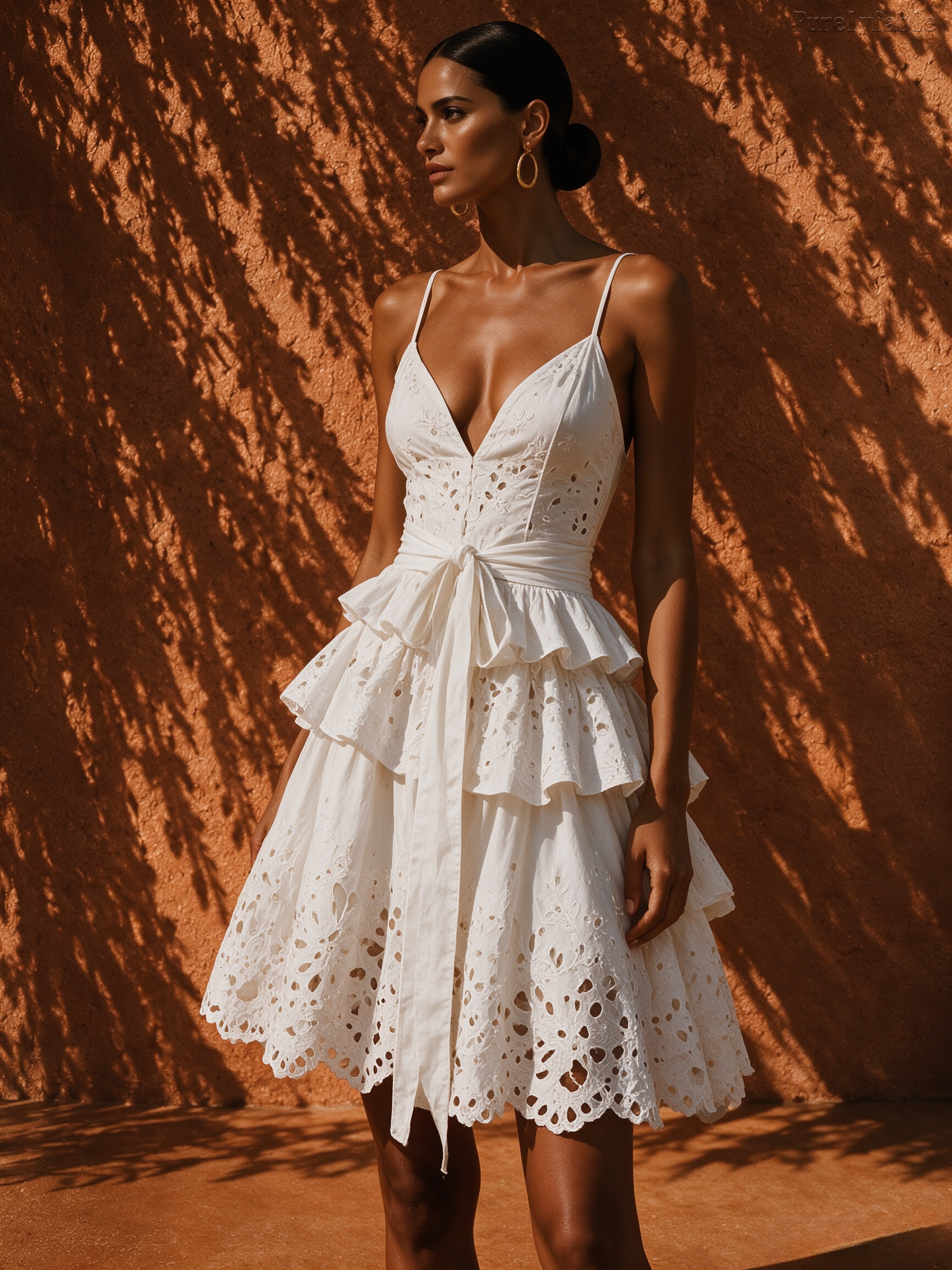 Elysia White Deep V Cut-Out Strap Dress
