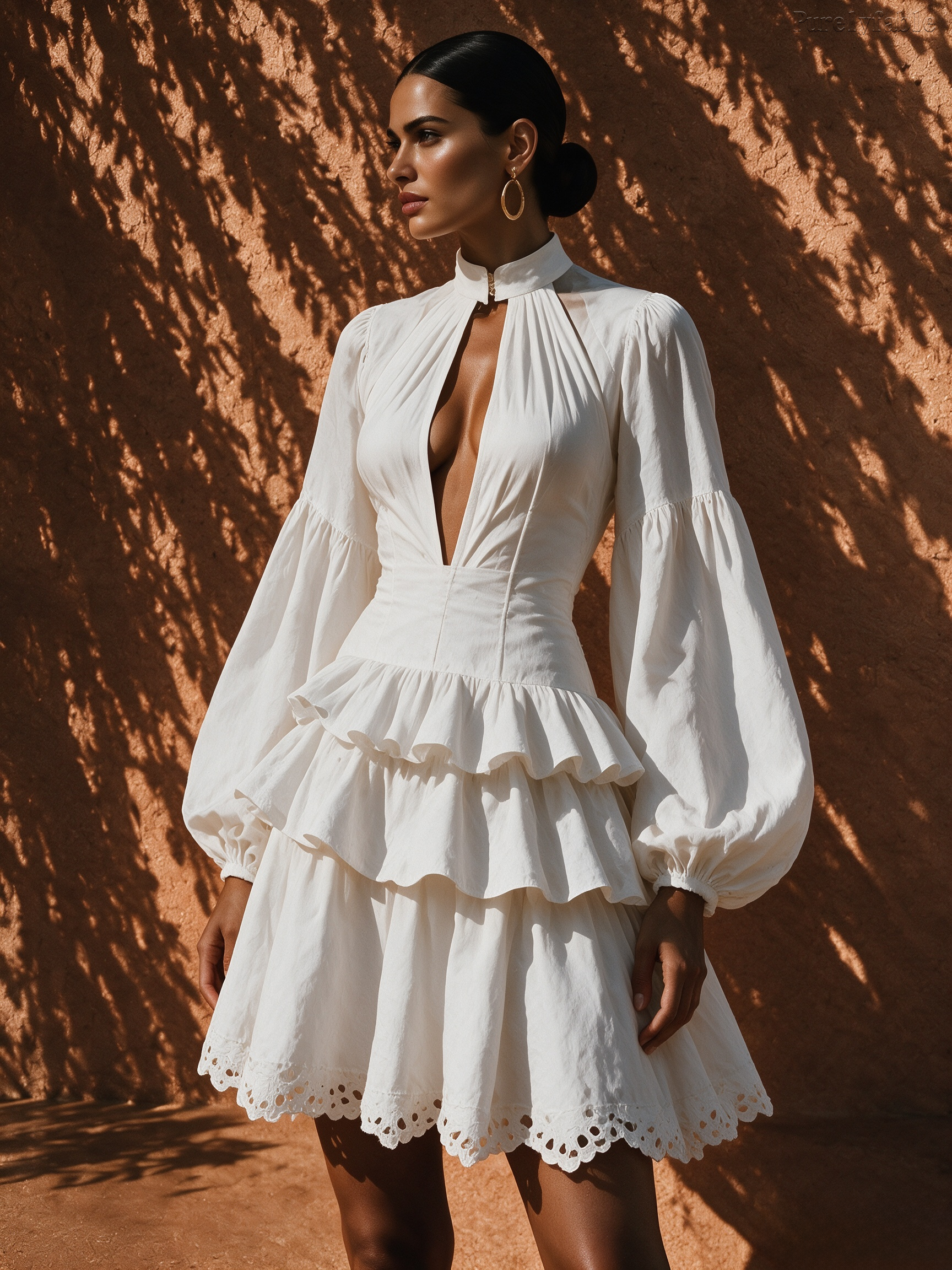 Elysia White Halter Neck V-Neck Short Dress