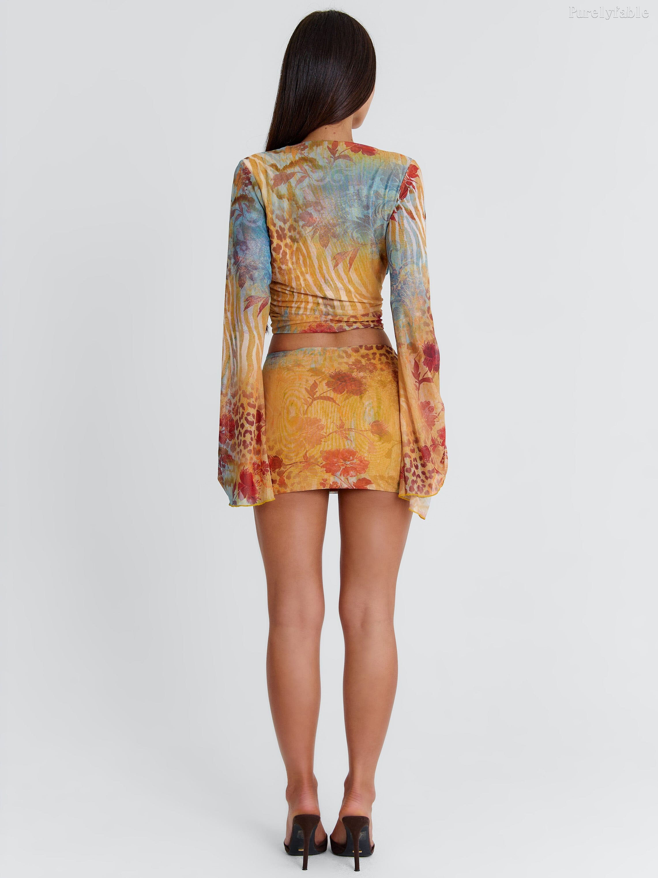 Eulalia Printed Cowl-Neck Dress Set