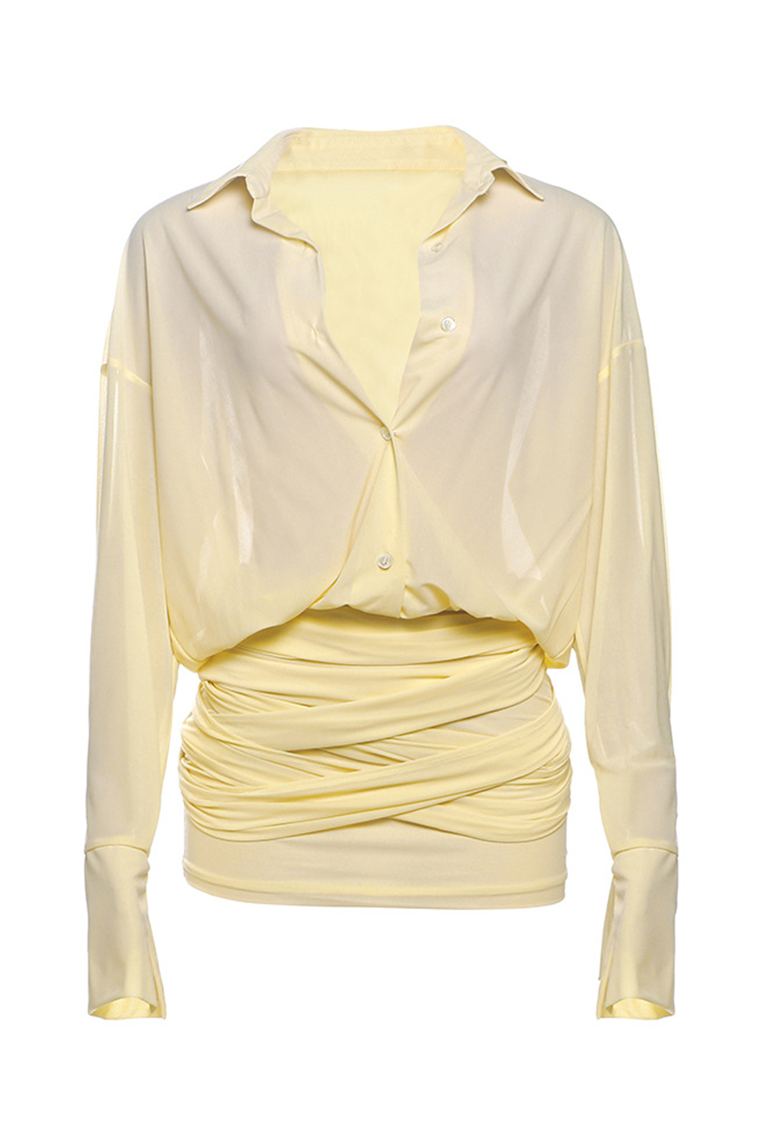 Sandy Ruched Mini Shirt Dress-purelyfable