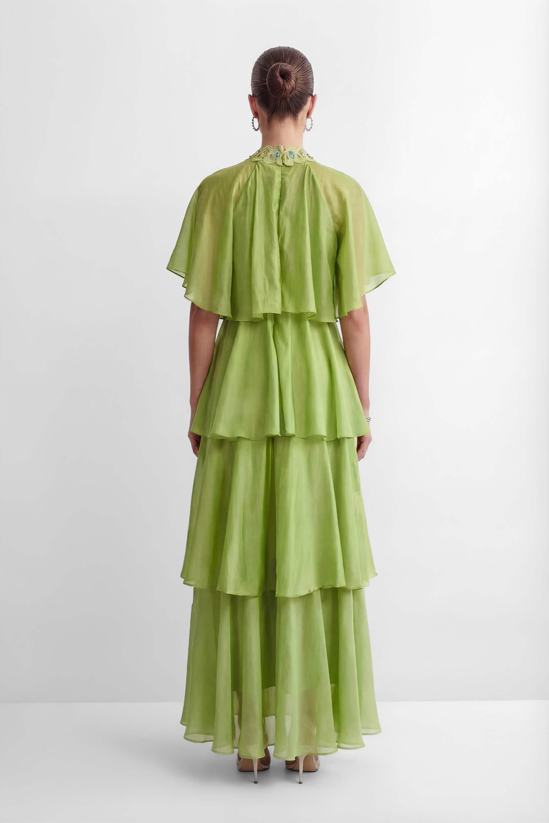 Heavenly Energy Green Tiered Ruffle Maxi Dress-purelyfable