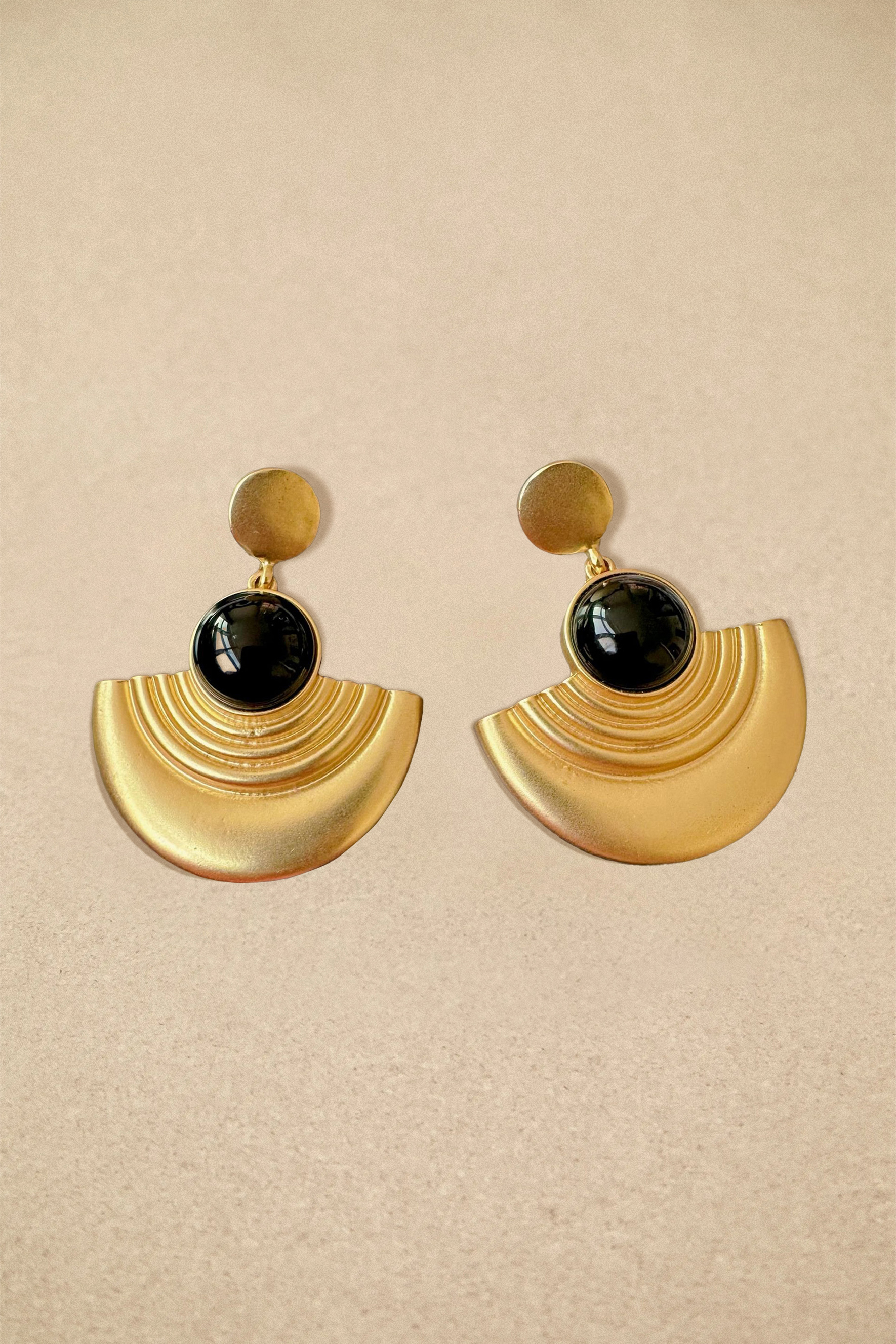Geometric Fan Stone Drop Statement Earrings-purelyfable
