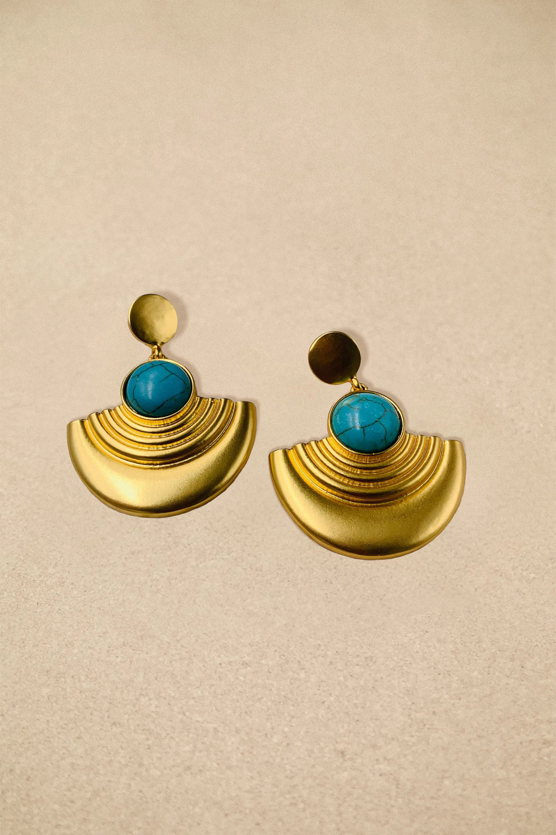 Geometric Fan Stone Drop Statement Earrings-purelyfable