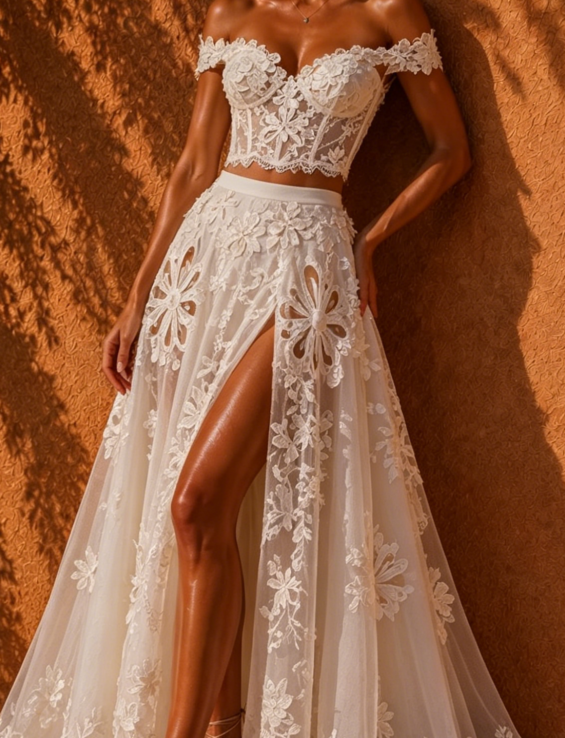 Paloma White Lace Maxi Dress Suit