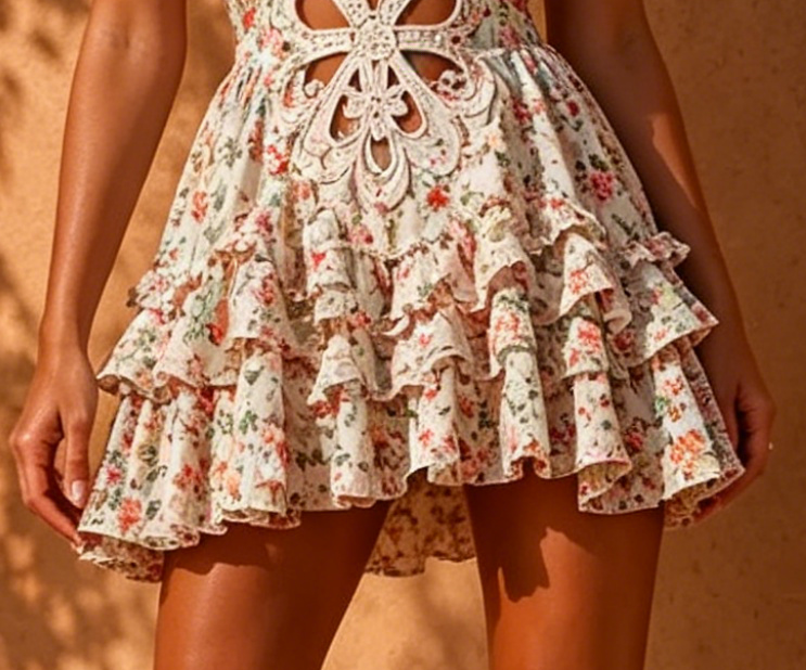 Zariah Floral Ruffle Mini Skirt