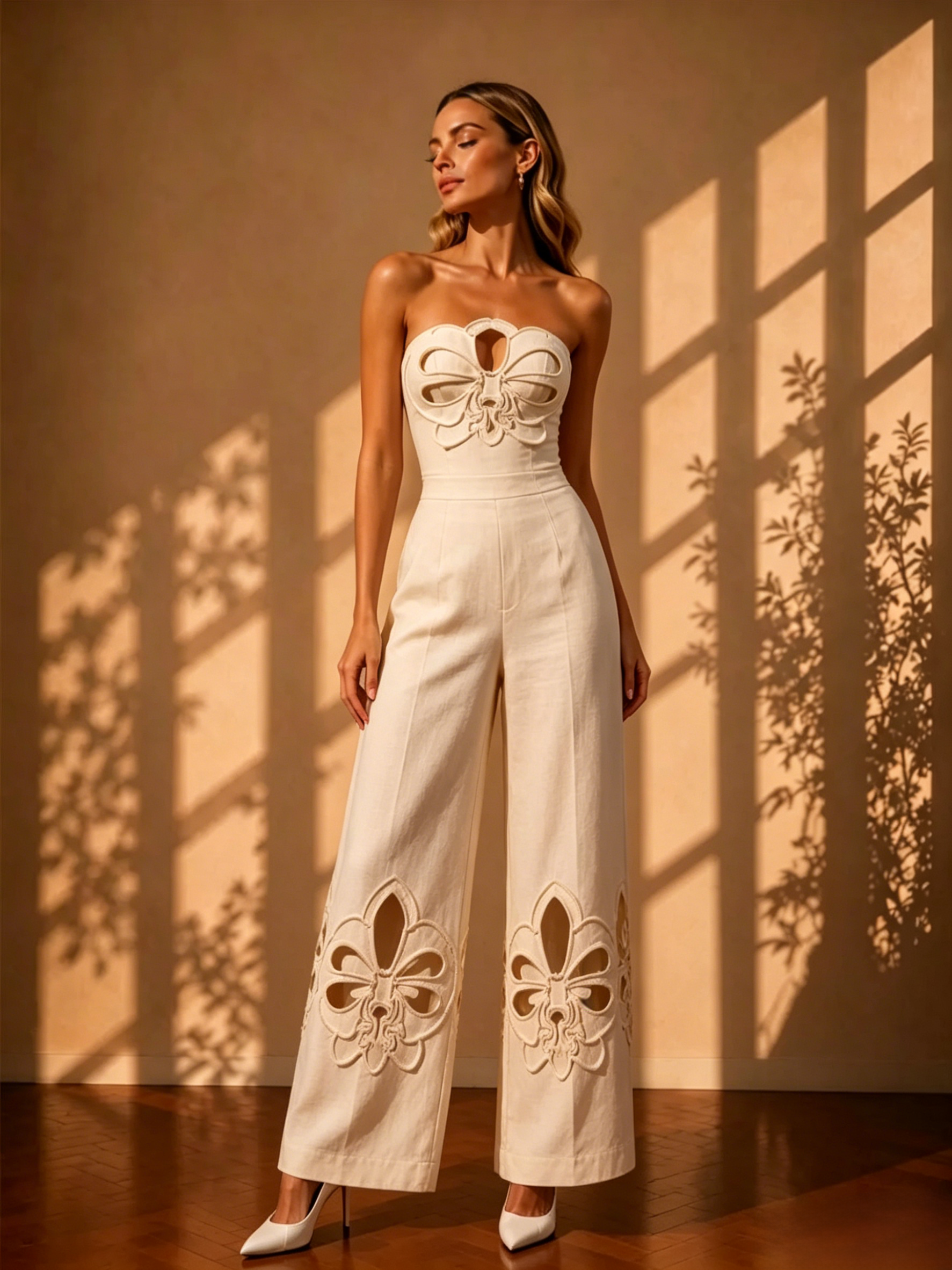 Zariah White Strapless Jumpsuit