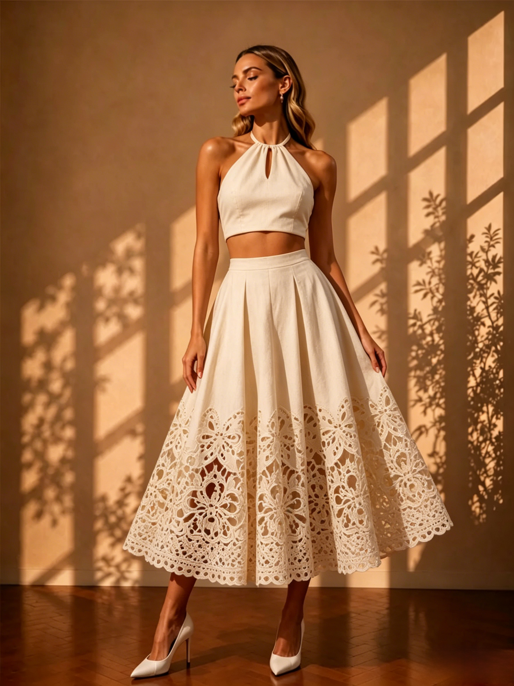 Zariah White Halter Dress Set