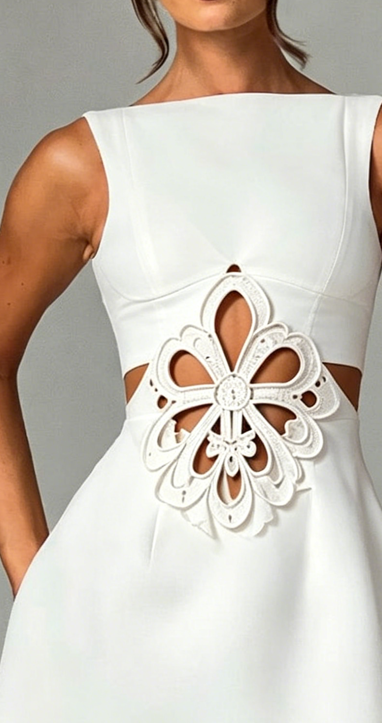 Bianca White Cutout A-Line Mini Dress