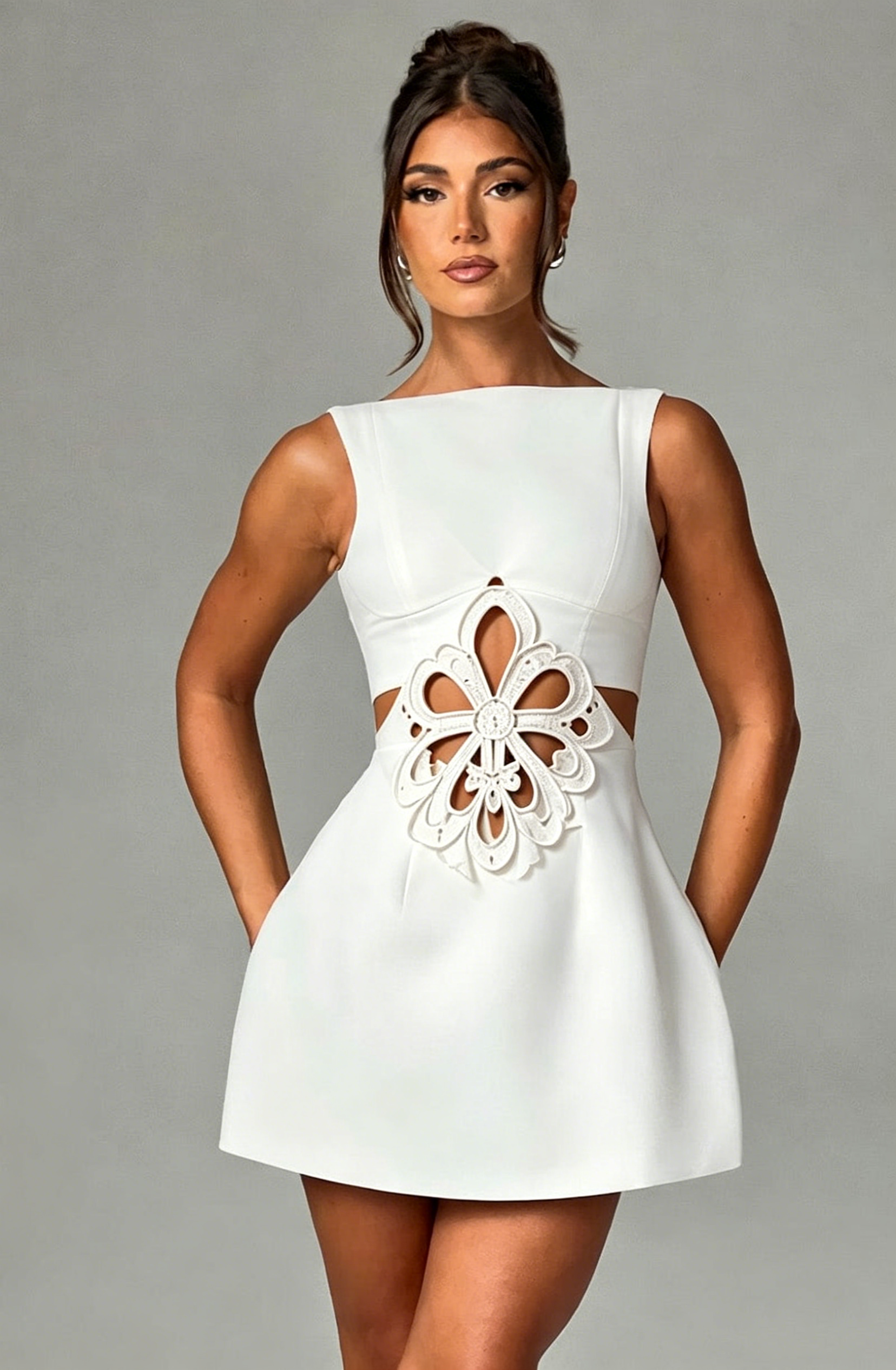 Bianca White Cutout A-Line Mini Dress