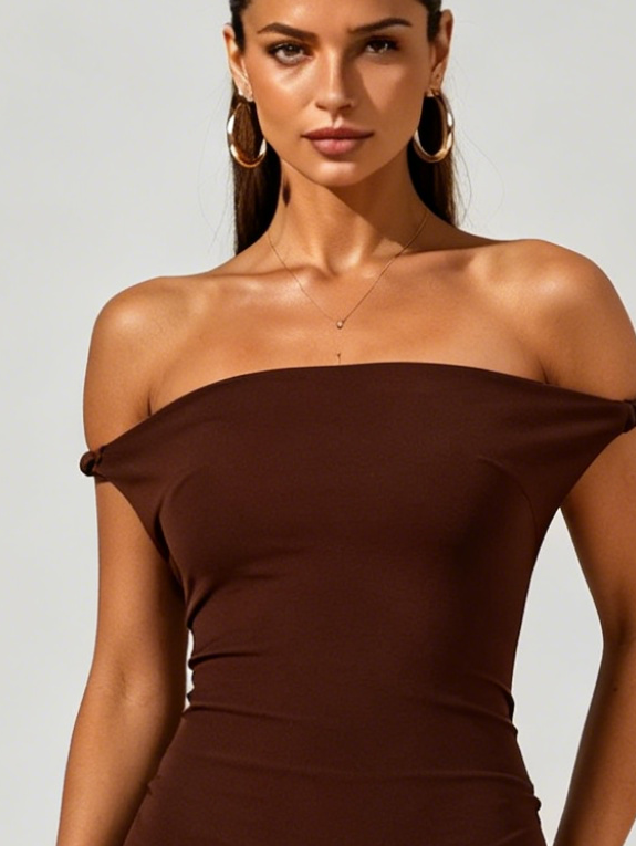 Celia Brown Cutout Fishtail Maxi Dress