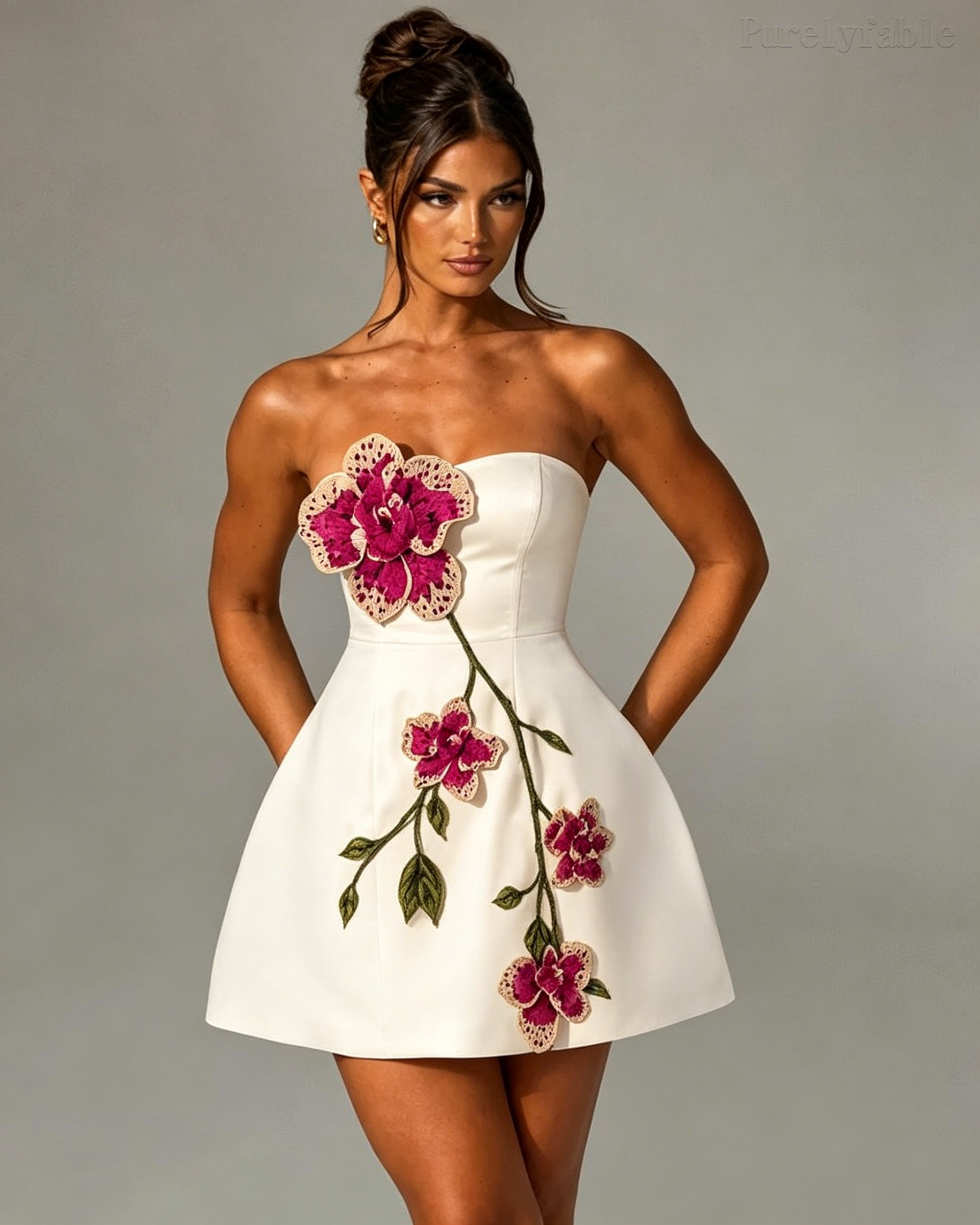 Rosalyn White Strapless A-Line Mini Skirt
