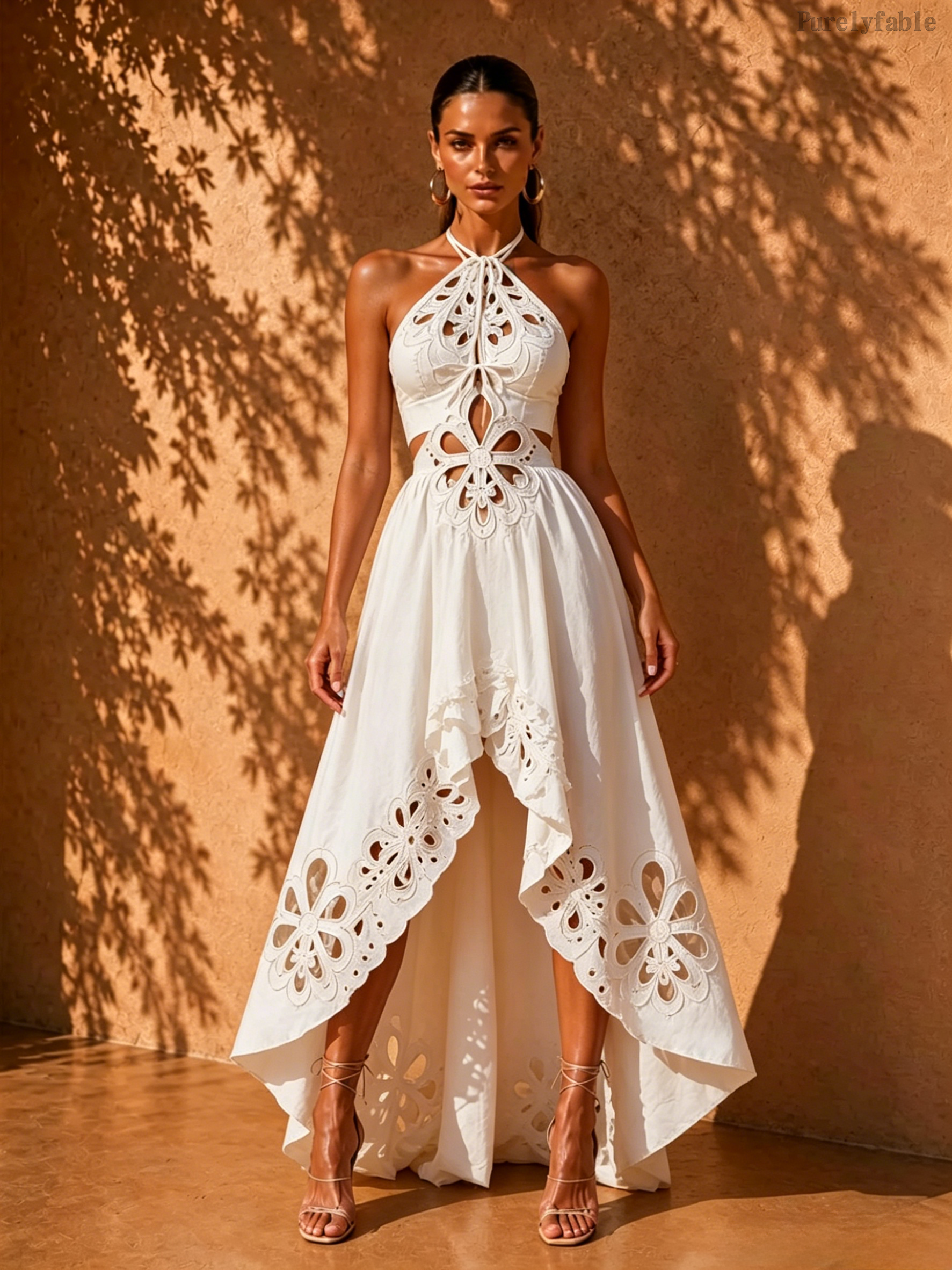 Nala White Halter Neck Dress