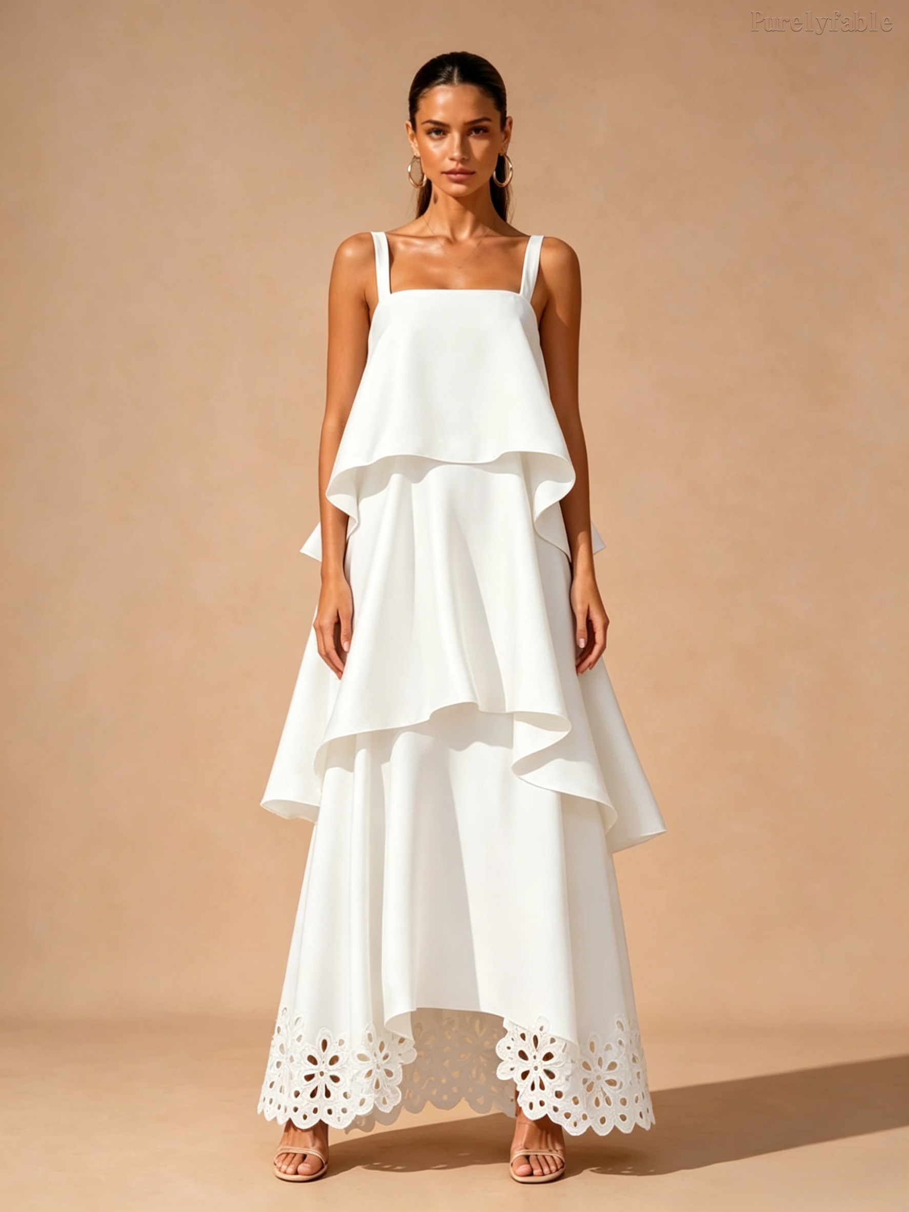 Elora White Tiered Maxi Dress