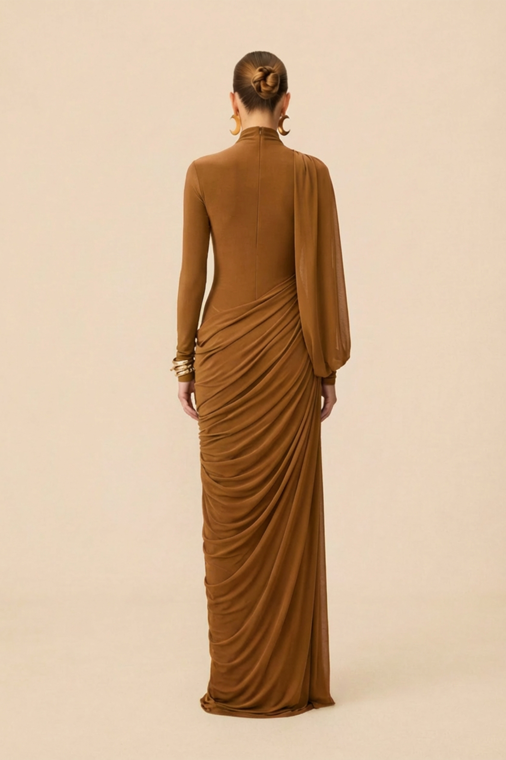 Swan Song High Neck Asymmetric Drape Maxi Dress-purelyfable