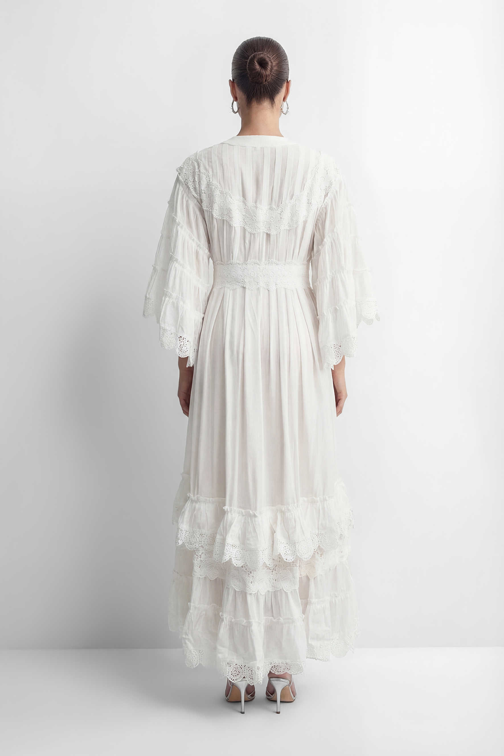 Own Your Power White V-Neck Ruffled Sleeve Maxi Dress-purelyfable