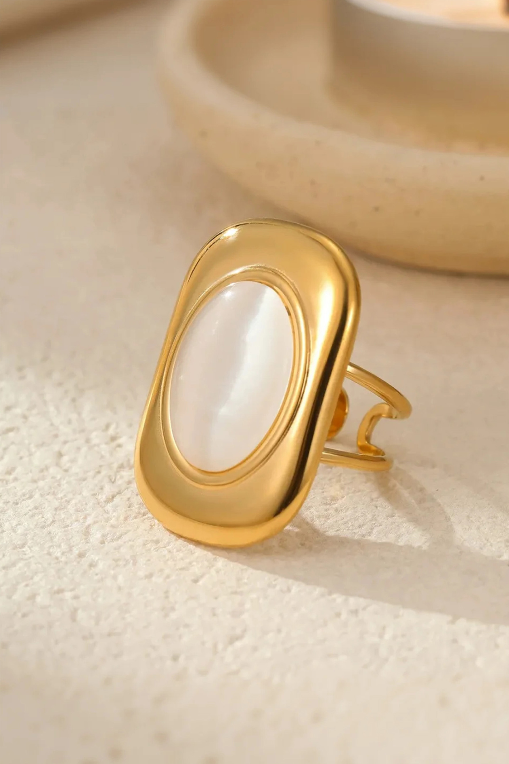 Oval Stone Statement Earring & Ring-purelyfable