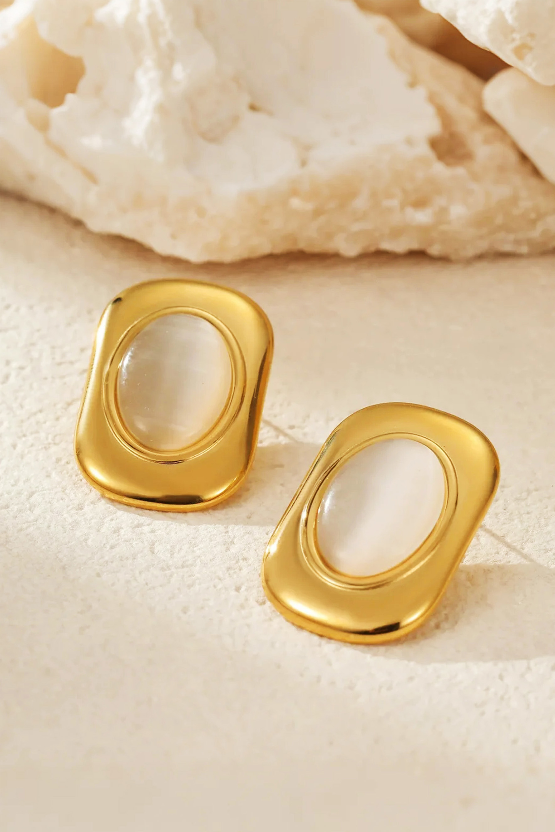 Oval Stone Statement Earring & Ring-purelyfable