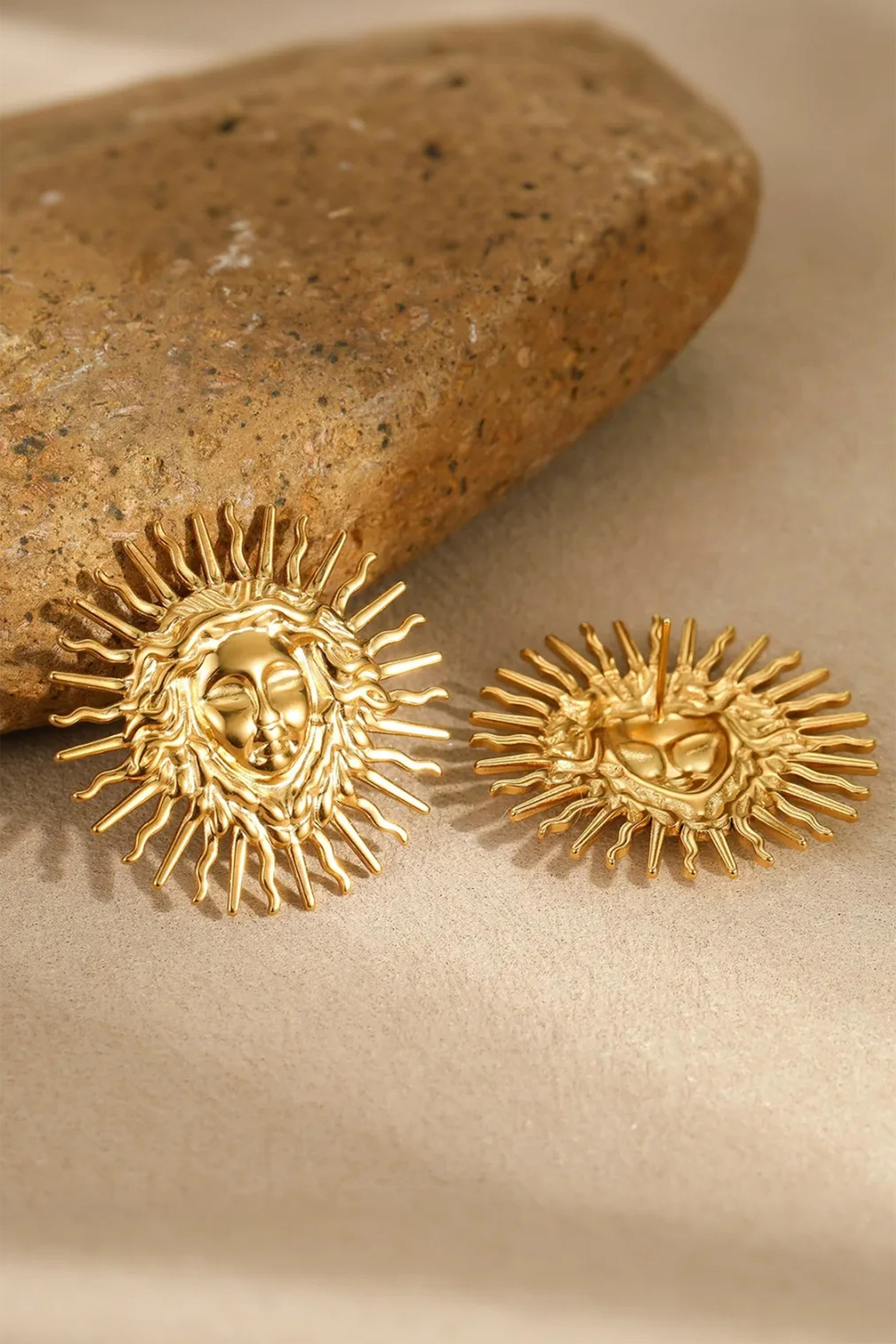 Sunface Stud Earrings-purelyfable