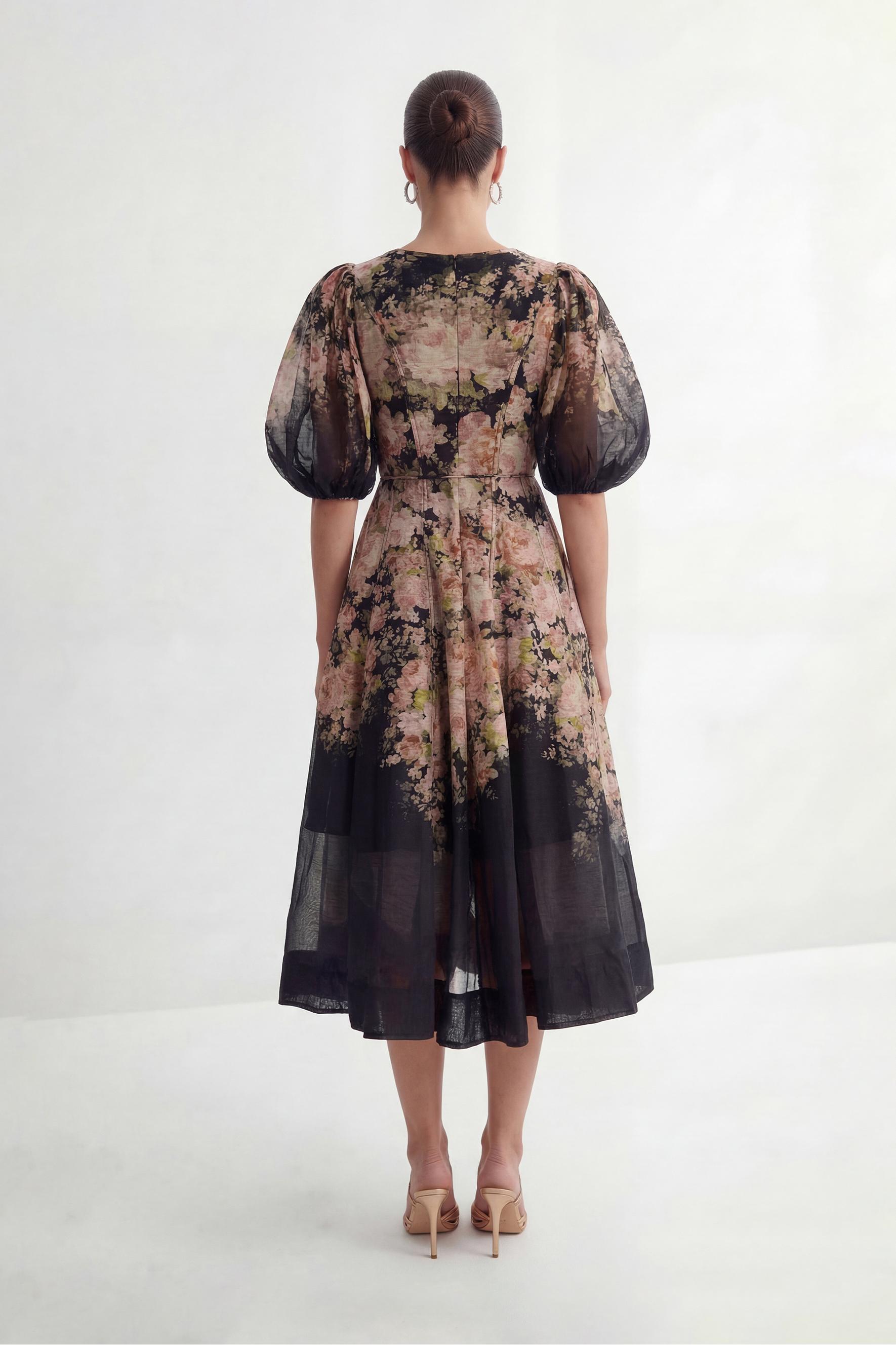 Dream Chaser Black Floral Print Puff Sleeve Maxi Dress-purelyfable