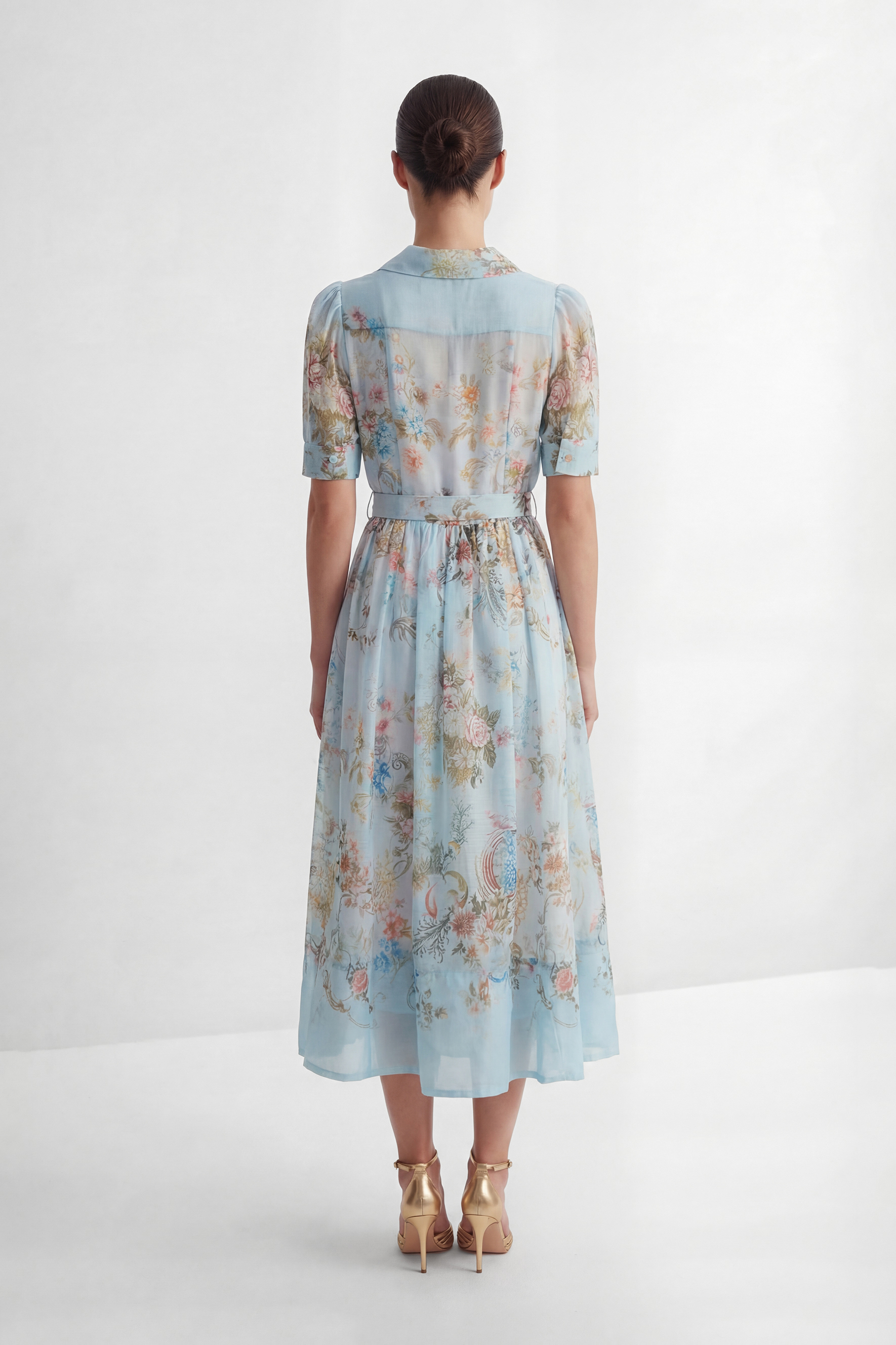 Garden Girl Moment Blue Floral Print Short Sleeve Maxi Dress-purelyfable