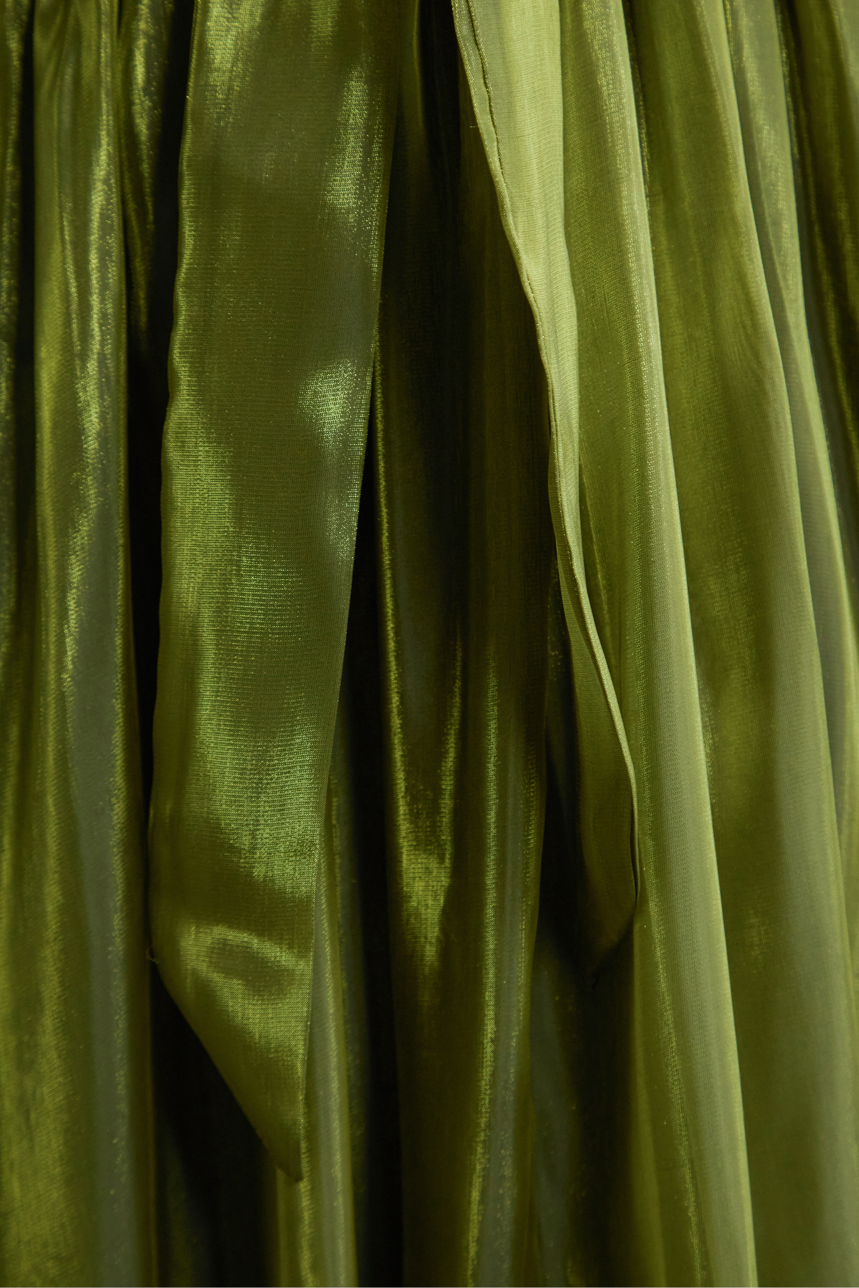 Graceful Darling Green Ruffled Bodice Puff Sleeve Maxi Dress-purelyfable