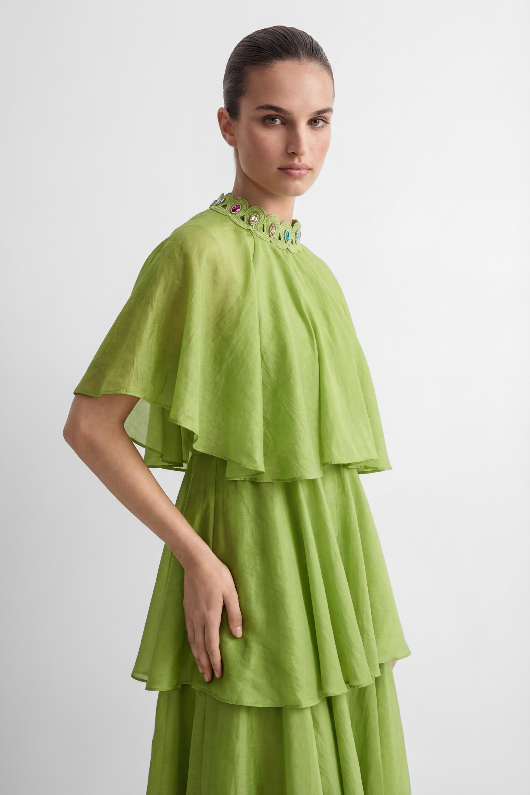 Heavenly Energy Green Tiered Ruffle Maxi Dress-purelyfable