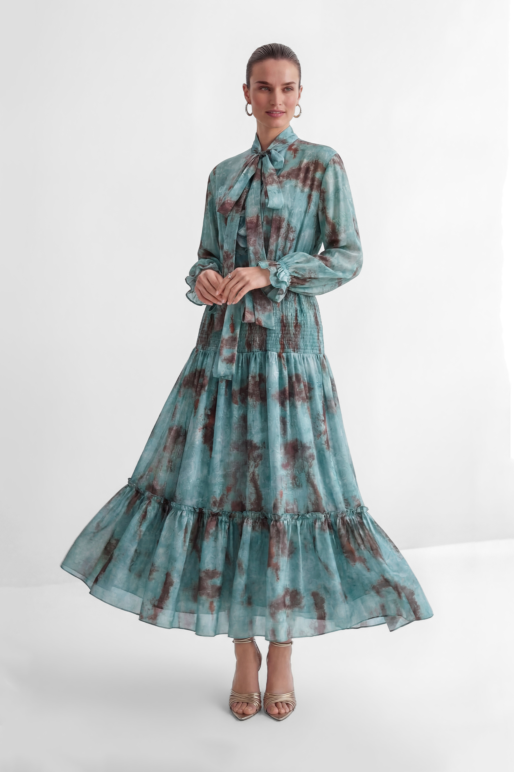 Found Your Love Teal Printed Tiered Ruffle Maxi Dress-purelyfable